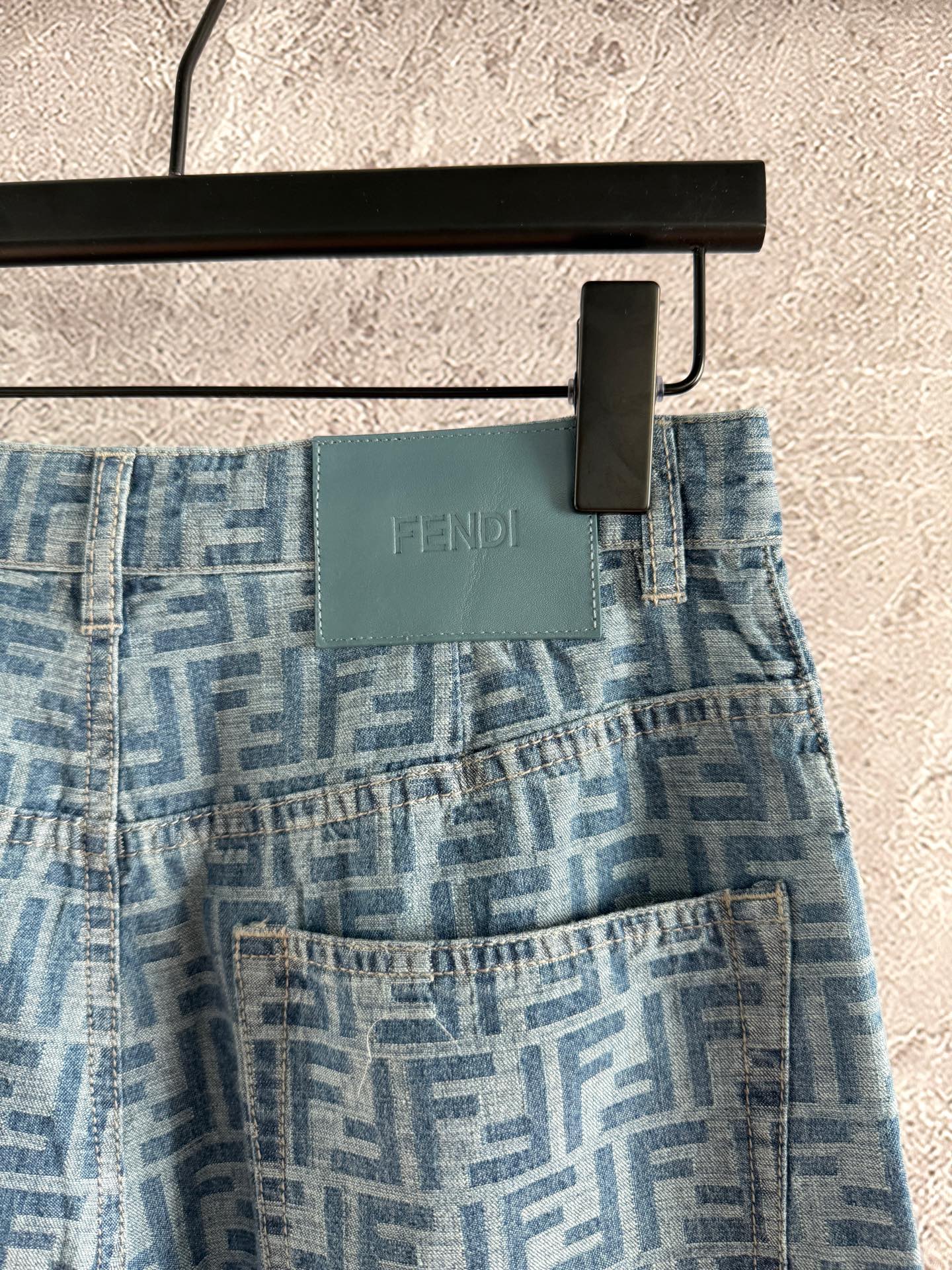 Fendi Old flower jeans Blue Gray Cotton Linen