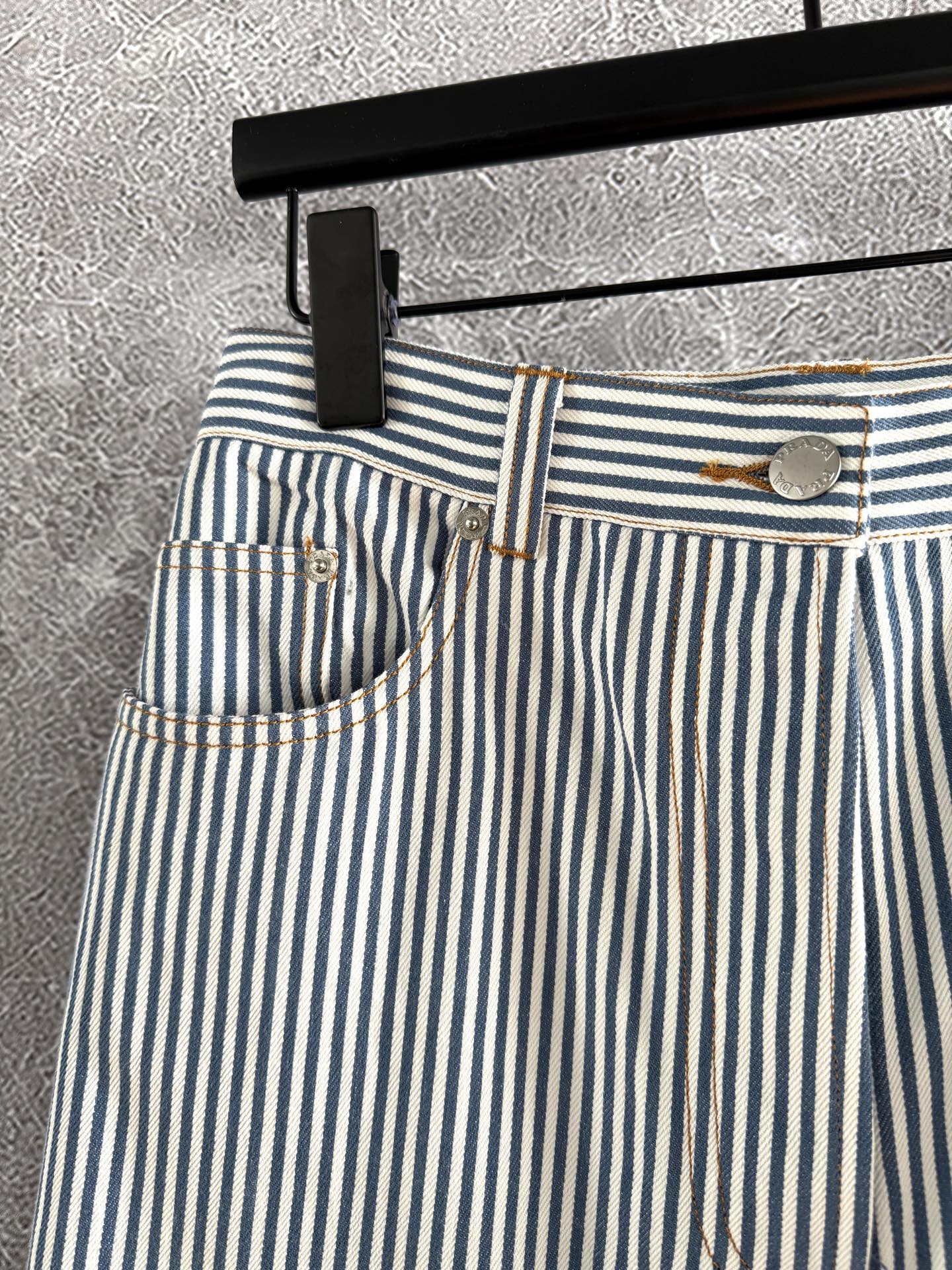 Prada Striped Pants Blue mix White Cotton