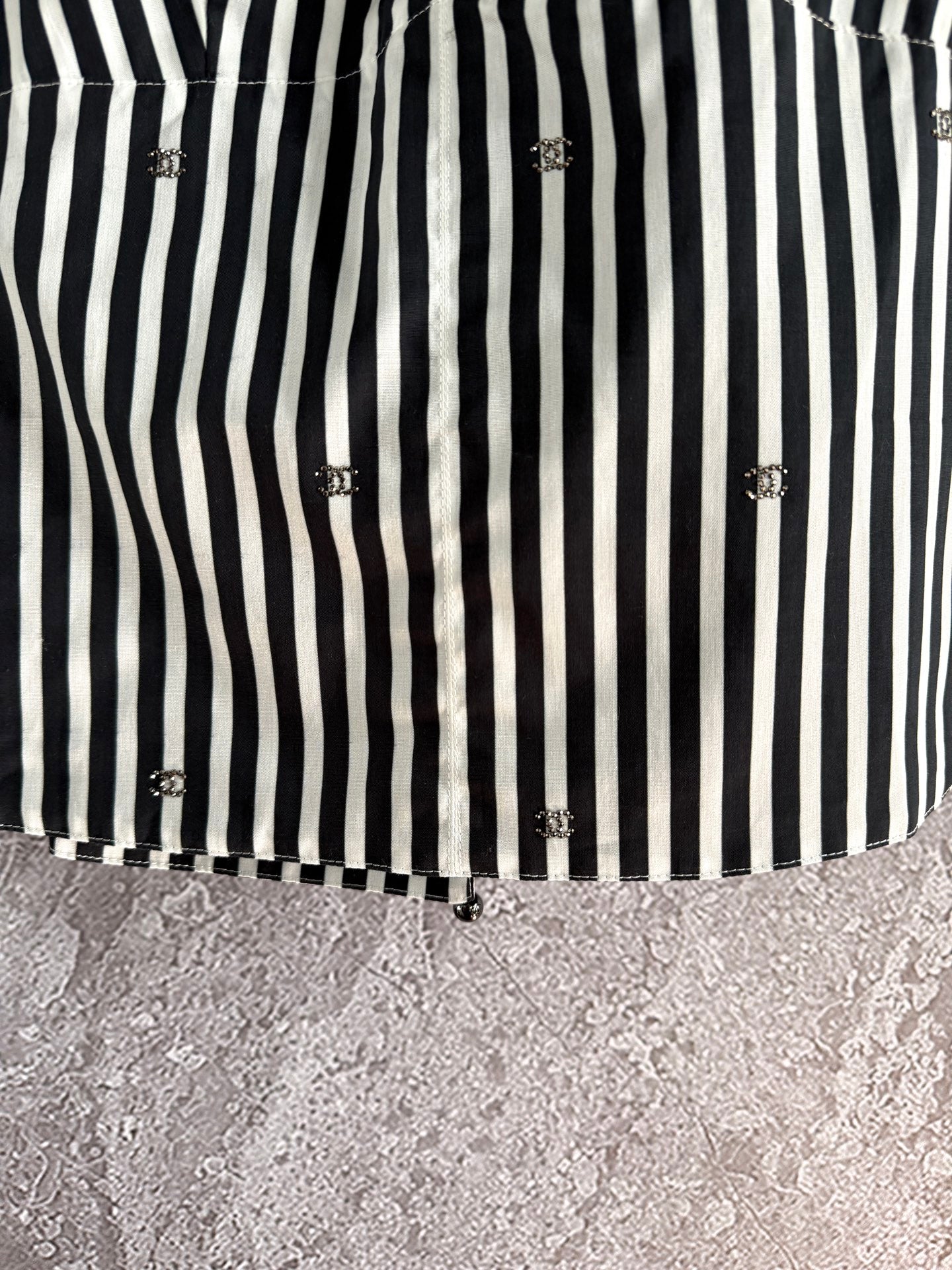 CC Striped Halter Top Black White Cotton