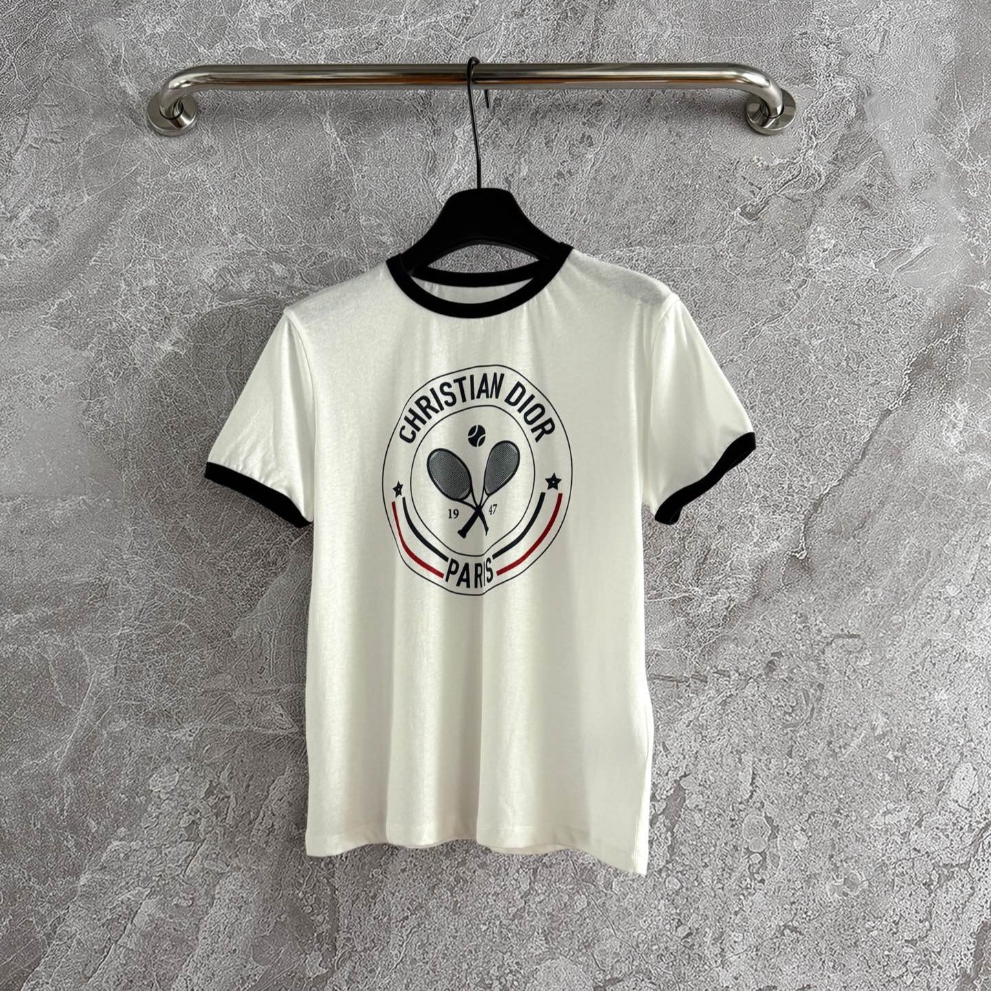 CD Tennis T-shirt White Black Cotton