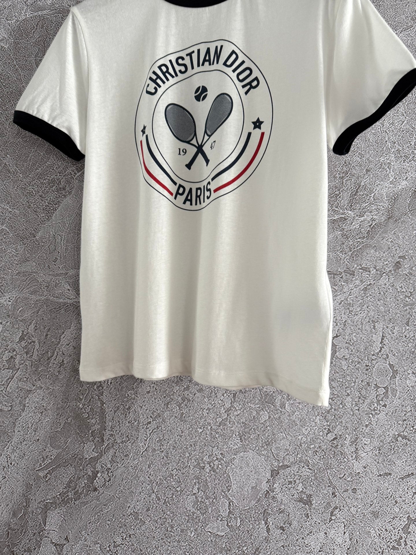 CD Tennis T-shirt White Black Cotton