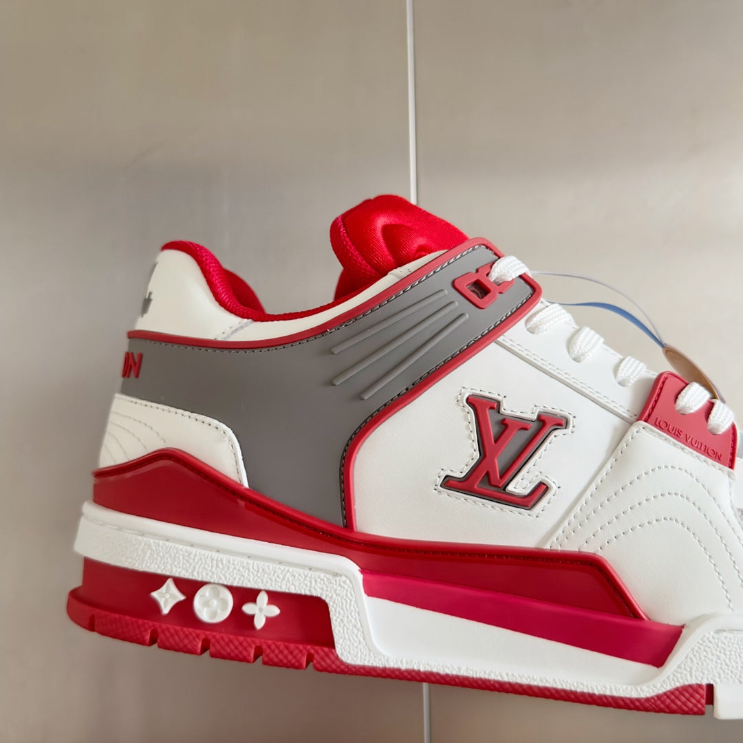 LV Trainer Sneaker 30mm White Mix Red Cowhide