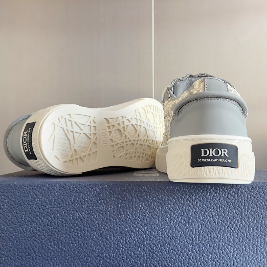 CD B33 Sneaker - Limited And Numbered Edition 40mm Grey Oblique Jacquard And Cowhide
