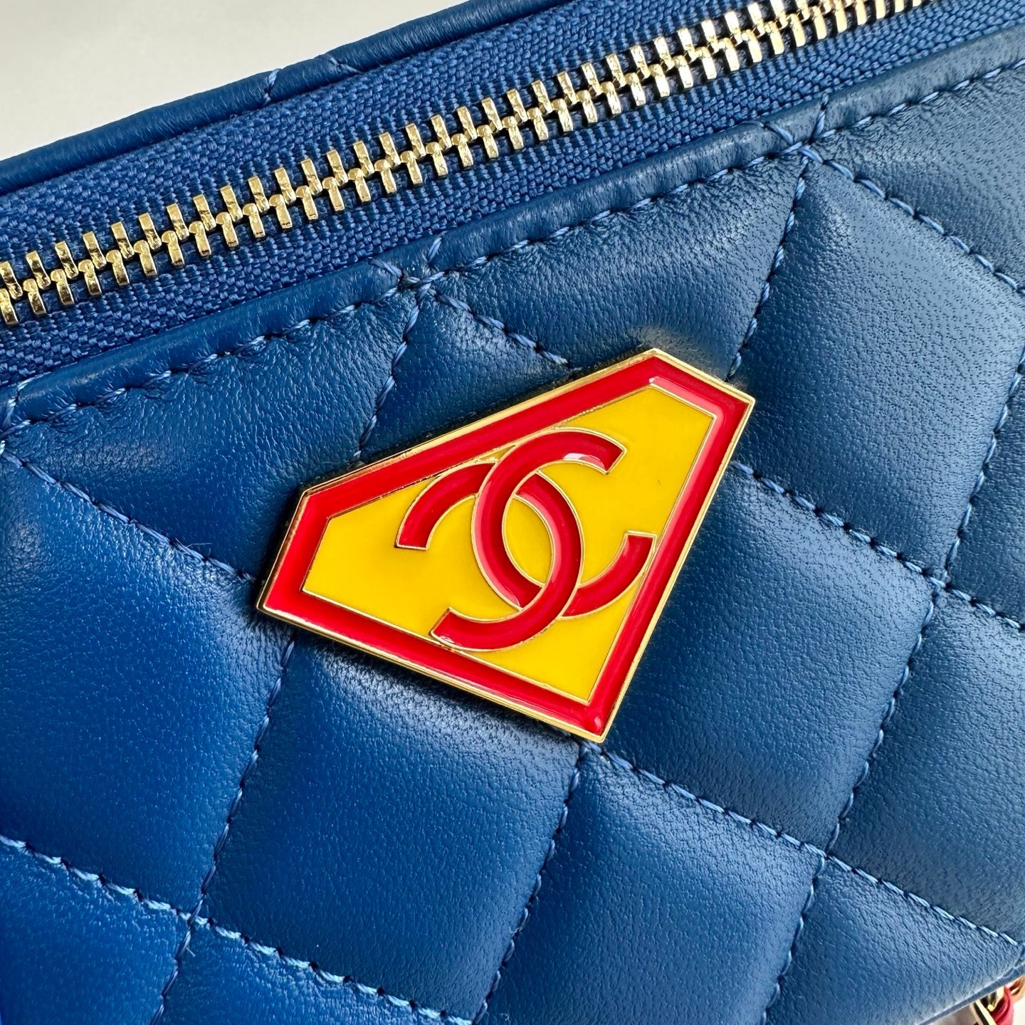 Chanel 2026 Superman Box Bag 17cm Blue Red Yellow Lambskin 383106