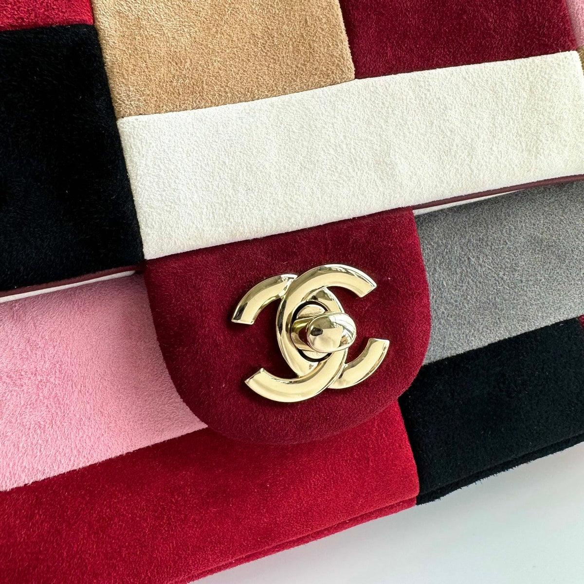 Chanel 2026 Flap Patchwork Bag 24.5cm Multicolors Suede Leather