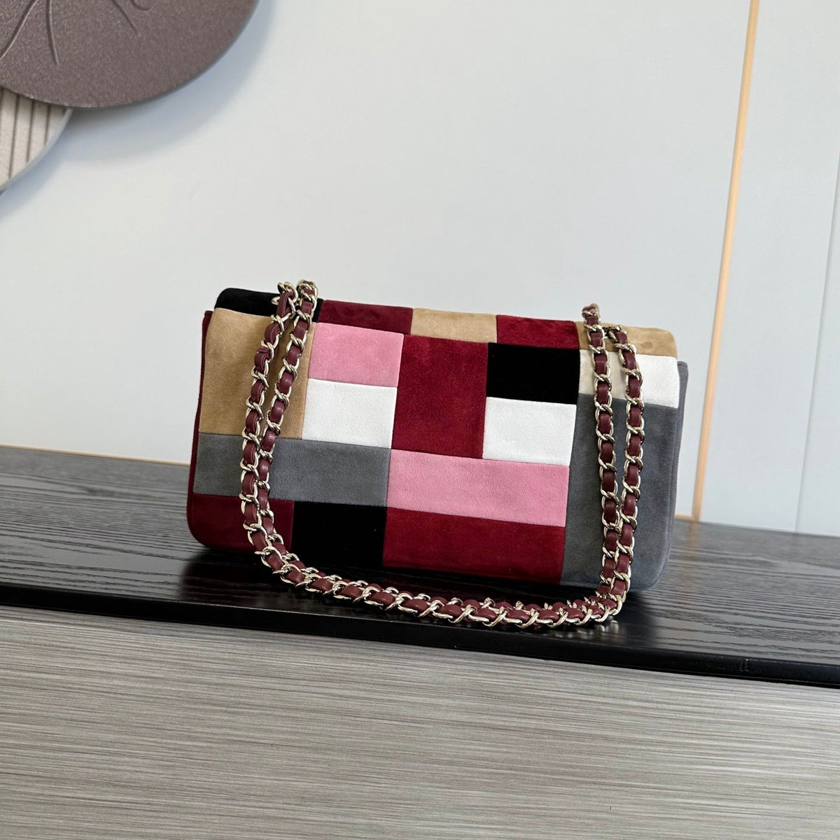 Chanel 2026 Flap Patchwork Bag 24.5cm Multicolors Suede Leather