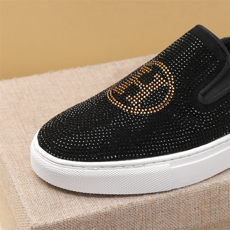 HM Men's Slip -on Loafer Black Diamond Lambskin 645794