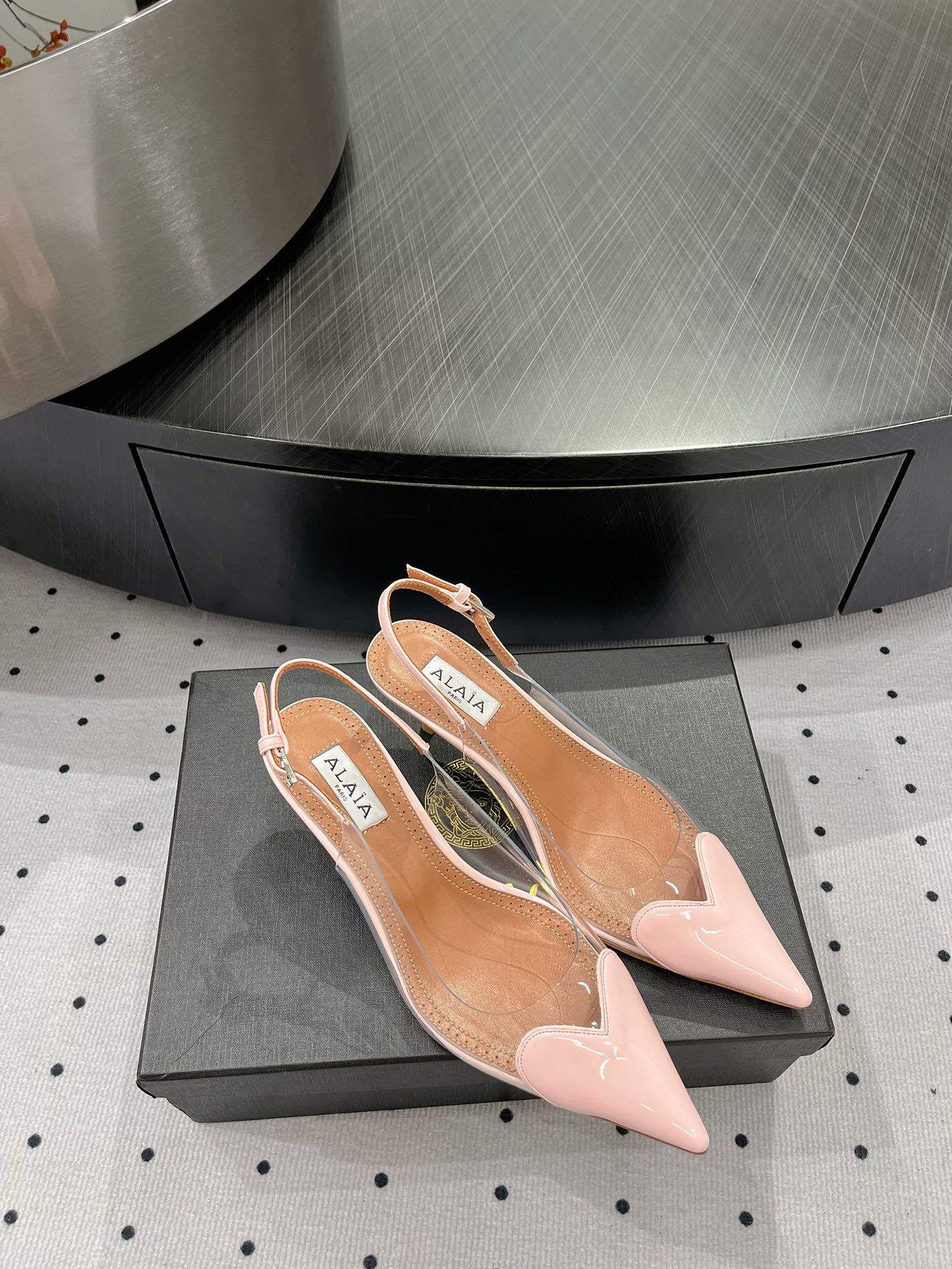 Alaila Le CÅ“ur Slingbacks 60mm In Light Pink Glossy Lambskin 954823