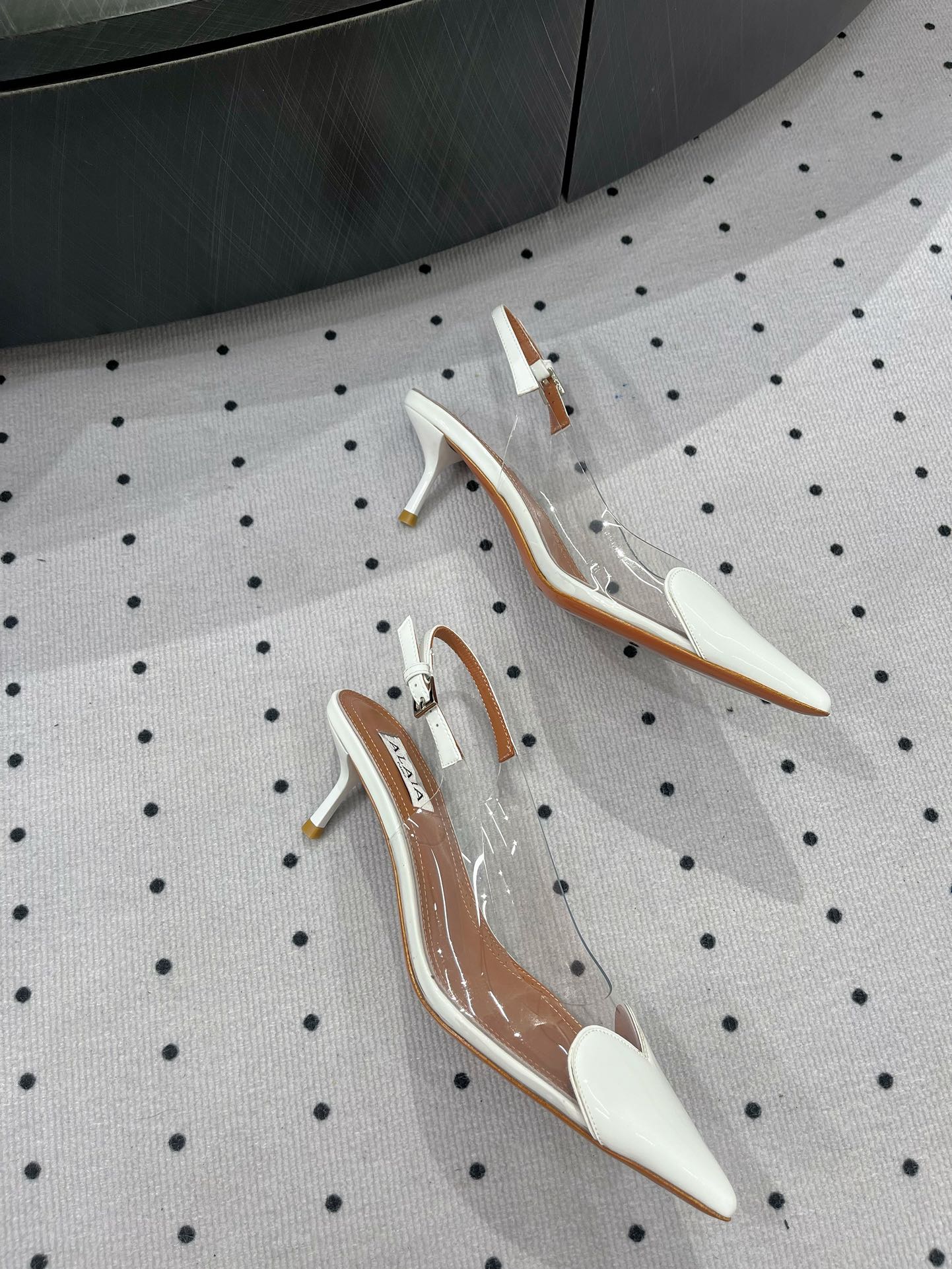 Alaila Le CÅ“ur Slingbacks 60mm In White Glossy Lambskin 954827
