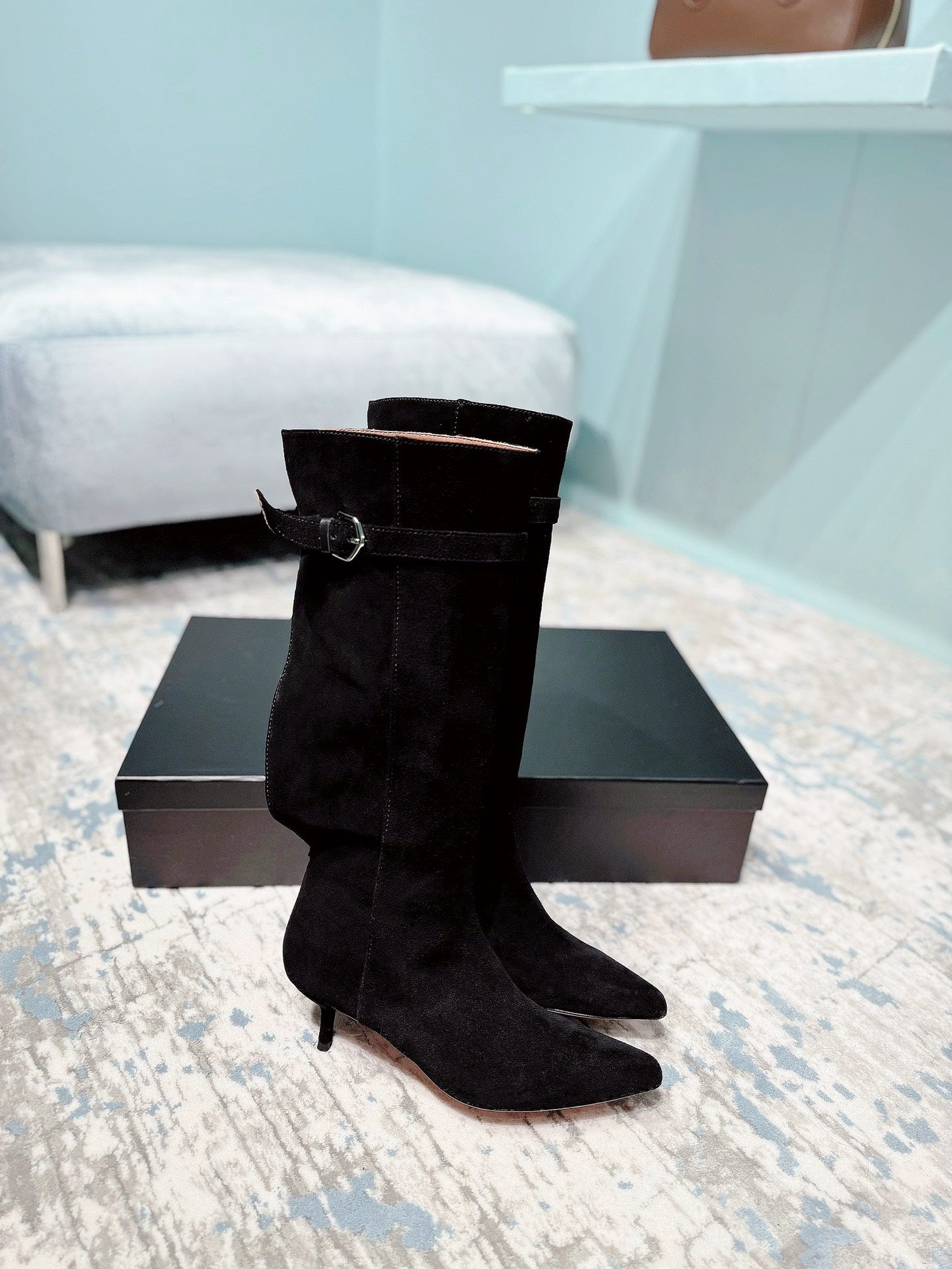 Alaila High Boots 45mm In Black Suede  887964