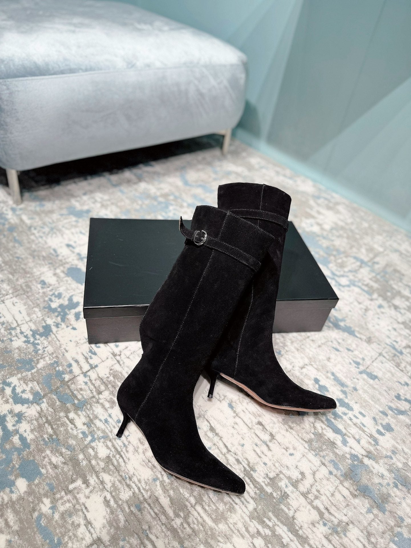 Alaila High Boots 45mm In Black Suede  887964