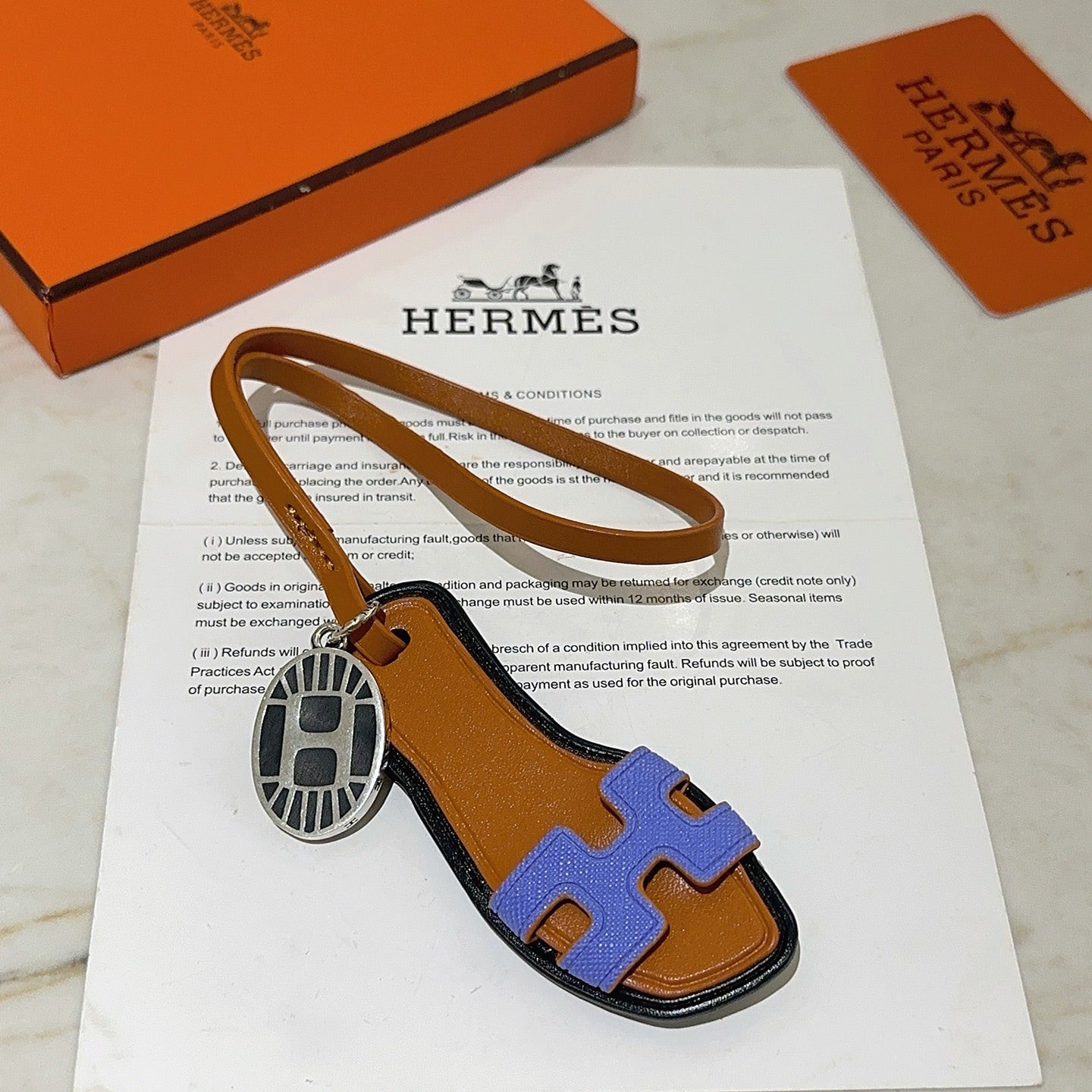 HM Oran Sandal Charm Brown Black mix Purple Lambskin