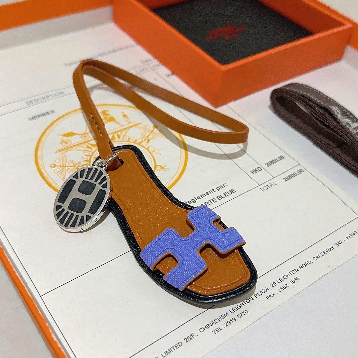 HM Oran Sandal Charm Brown Black mix Purple Lambskin