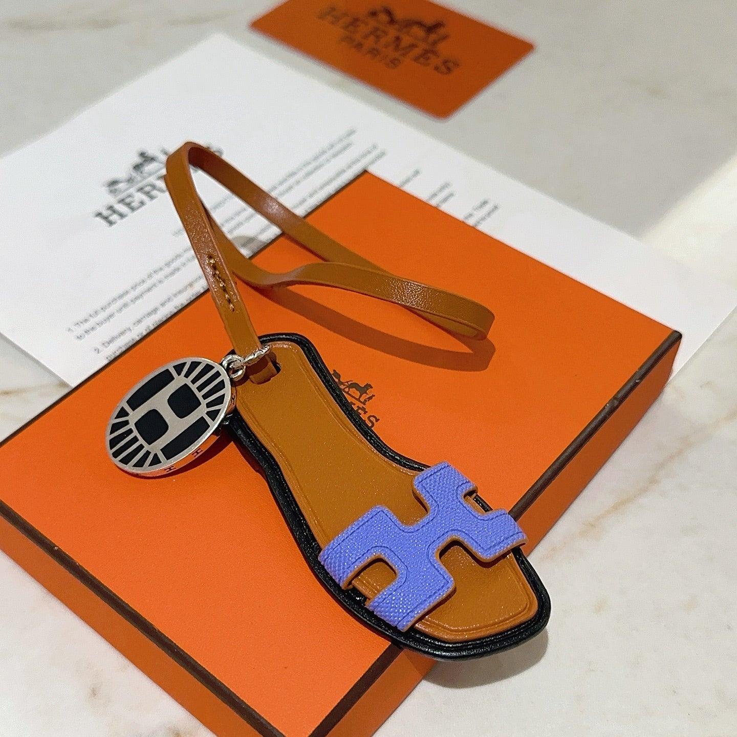 HM Oran Sandal Charm Brown Black mix Purple Lambskin