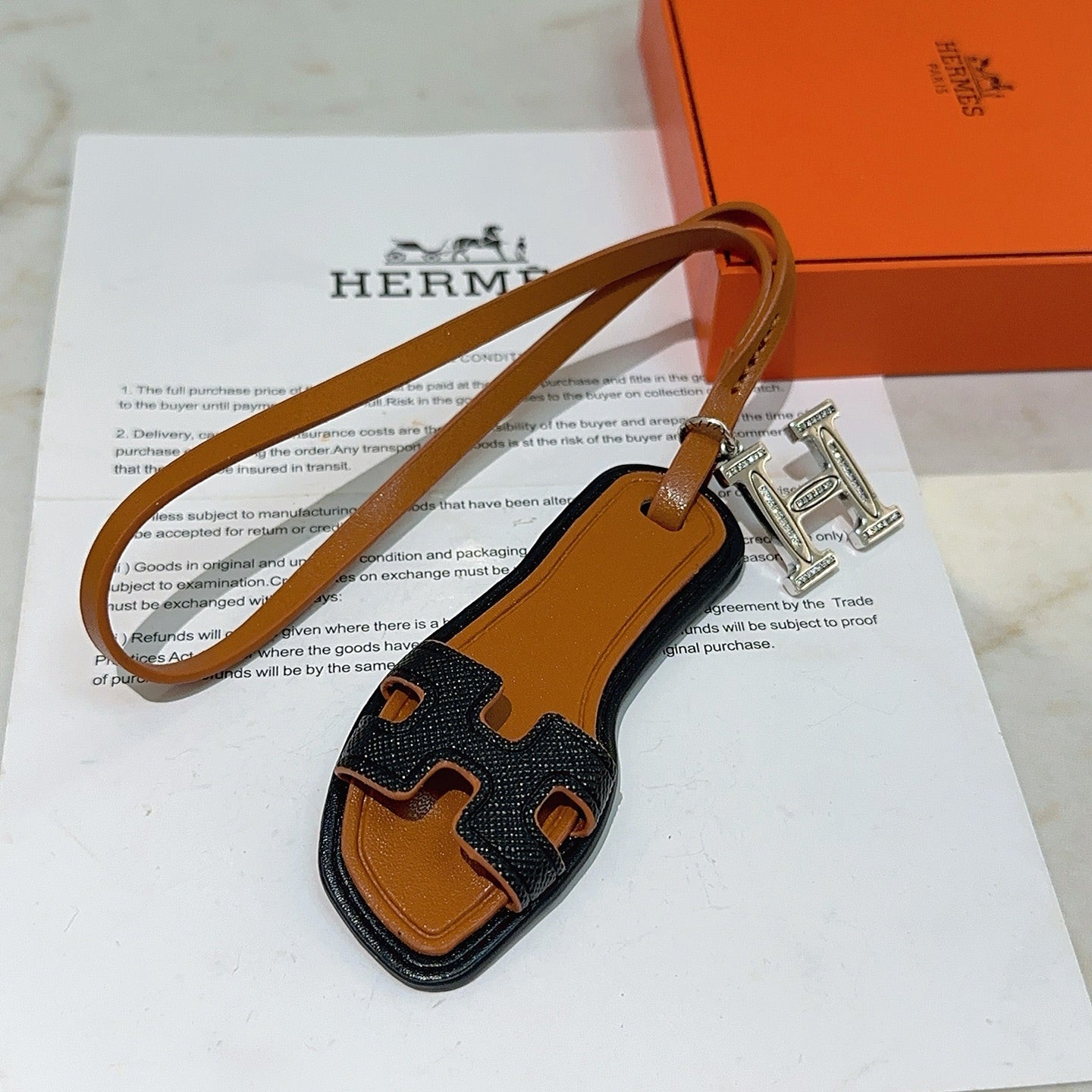 HM Oran Sandal Charm Brown mix Black Lambskin