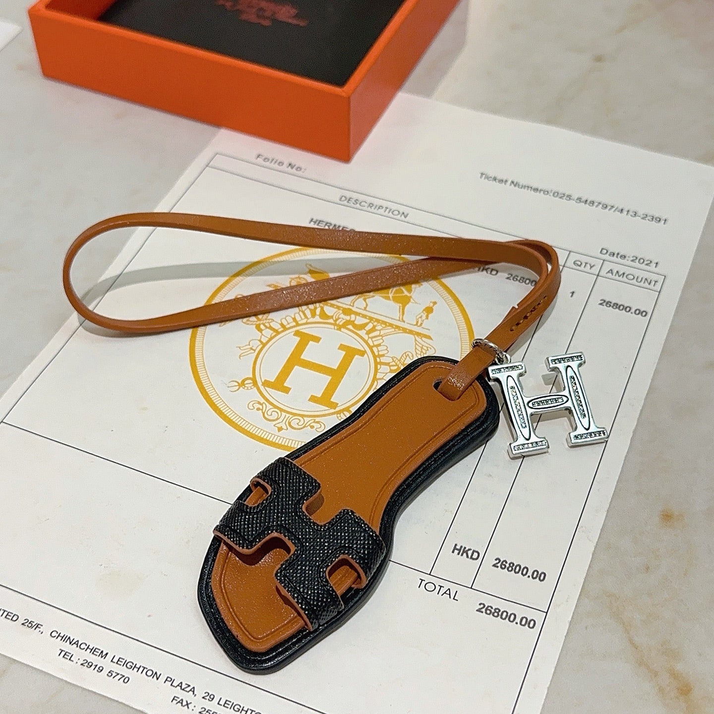 HM Oran Sandal Charm Brown mix Black Lambskin