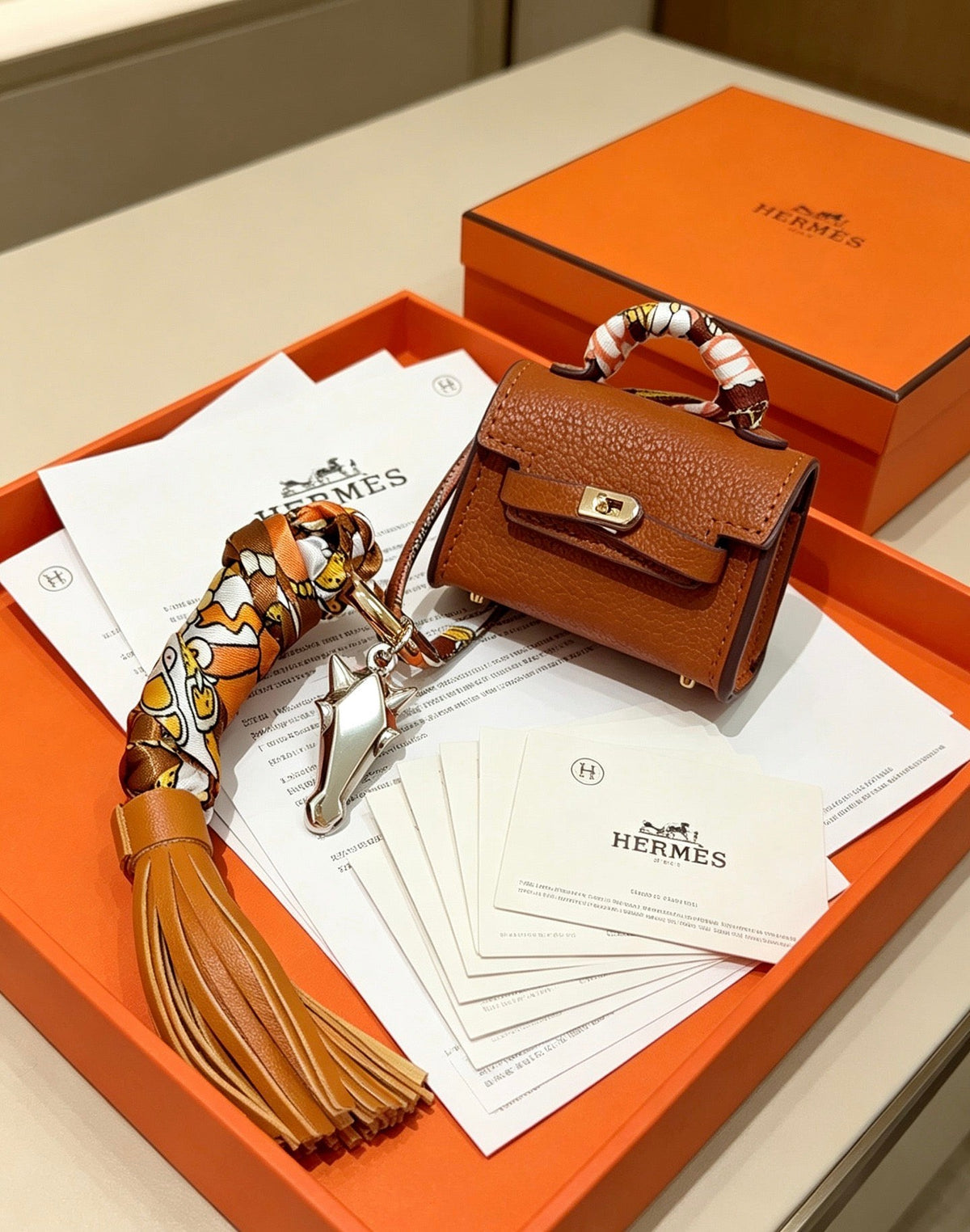 Hermes Brown Kelly Bag Charm