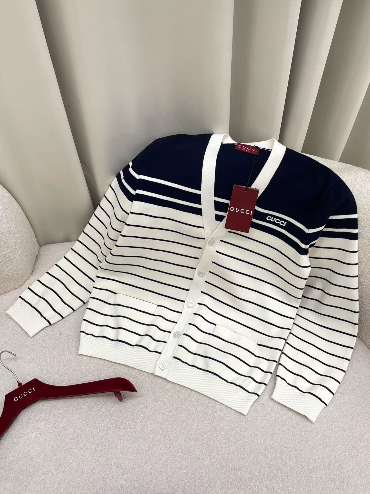 GG 25 Cardigan Black Mix White Wool 0034