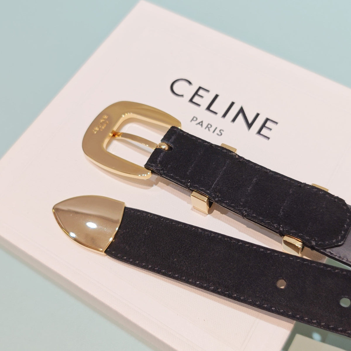 Celine 2026 Medium Western Belt 25mm Suede 194535