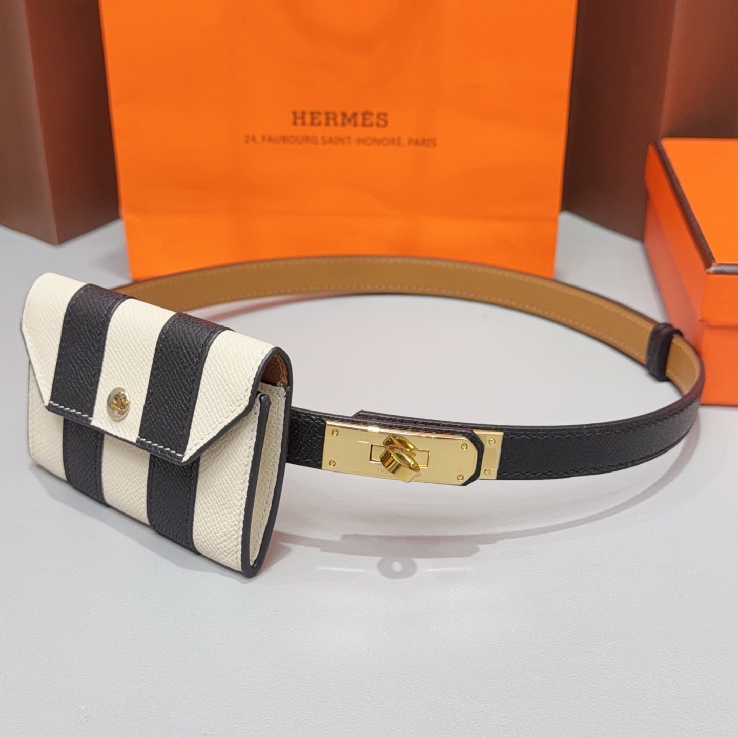 Hermes 2026 Kelly Pocket Bayadere Belt 18mm Leather 216166