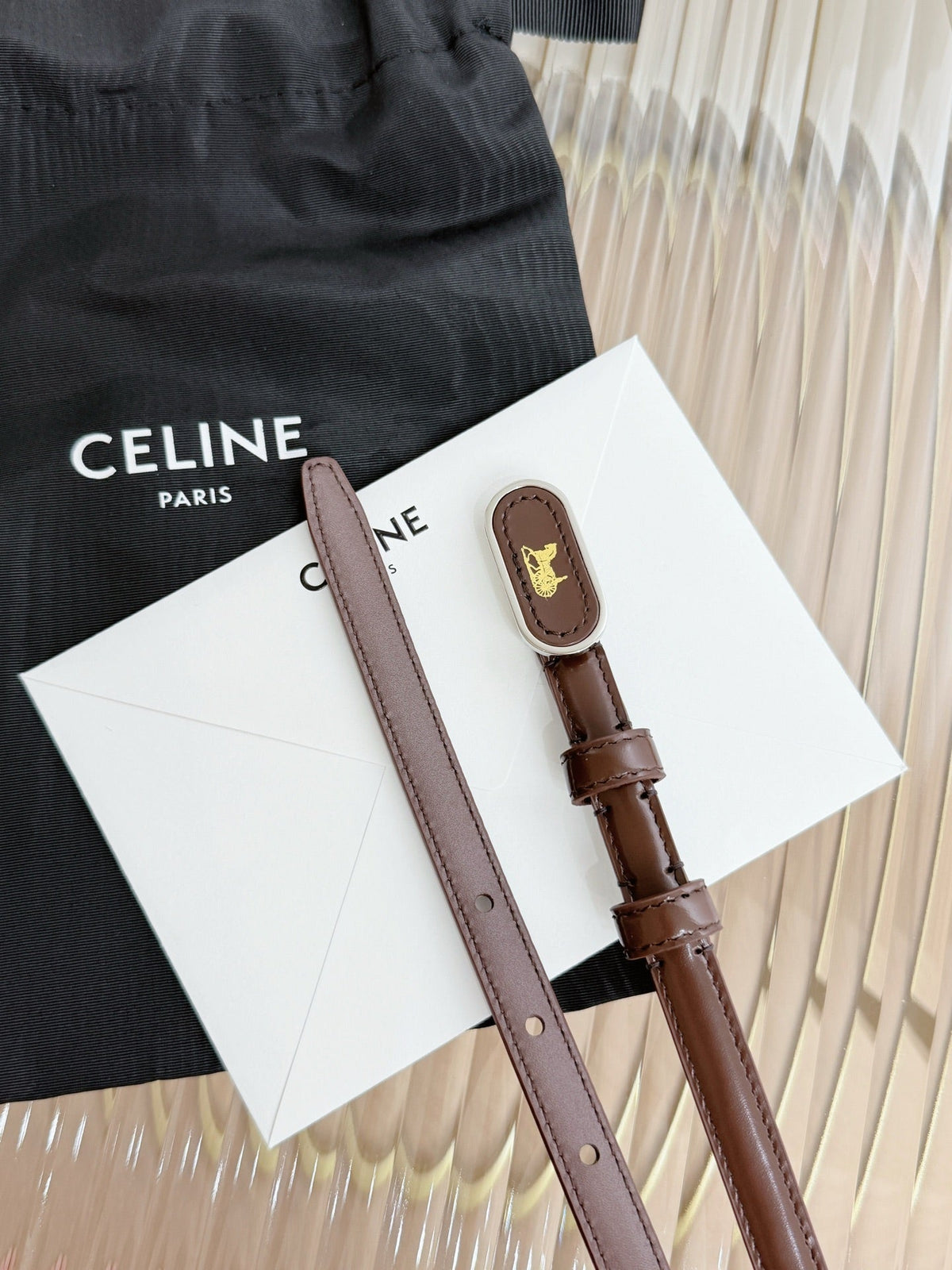Celine 2026 Chariot Taurillon Belt 13mm Leather 218707