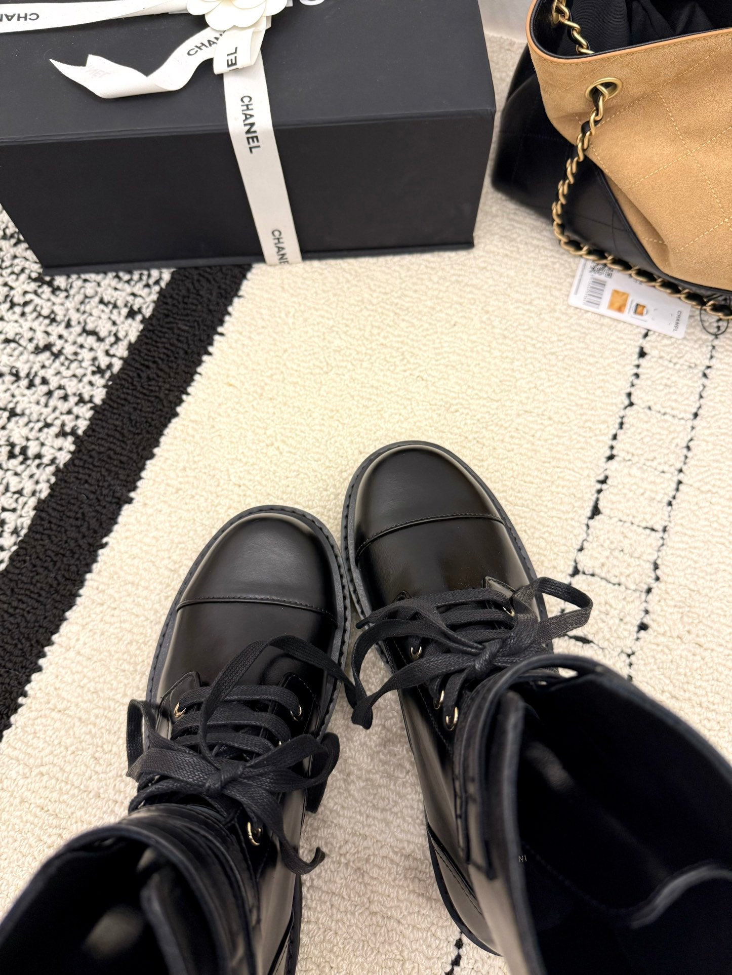 CC 2025 Lace-up Combat Boot Black Leather 548115