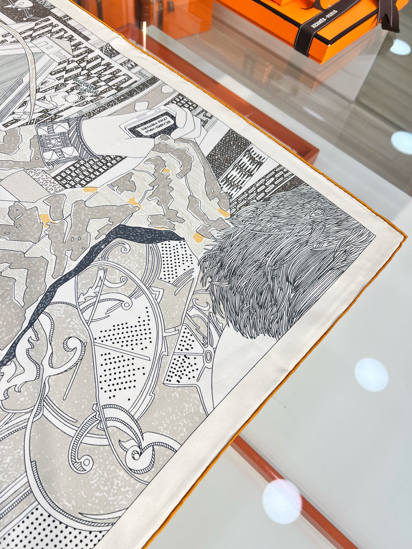 HM 26s Knitting Scarf 90 Gray Colorful Mulberry Silk 148046