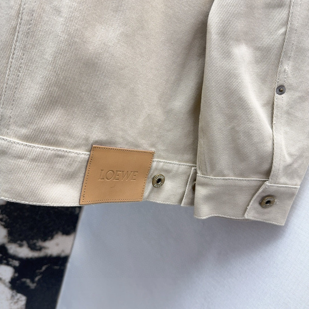 Loewe 2025 Beige Zipped Cotton Work Jacket