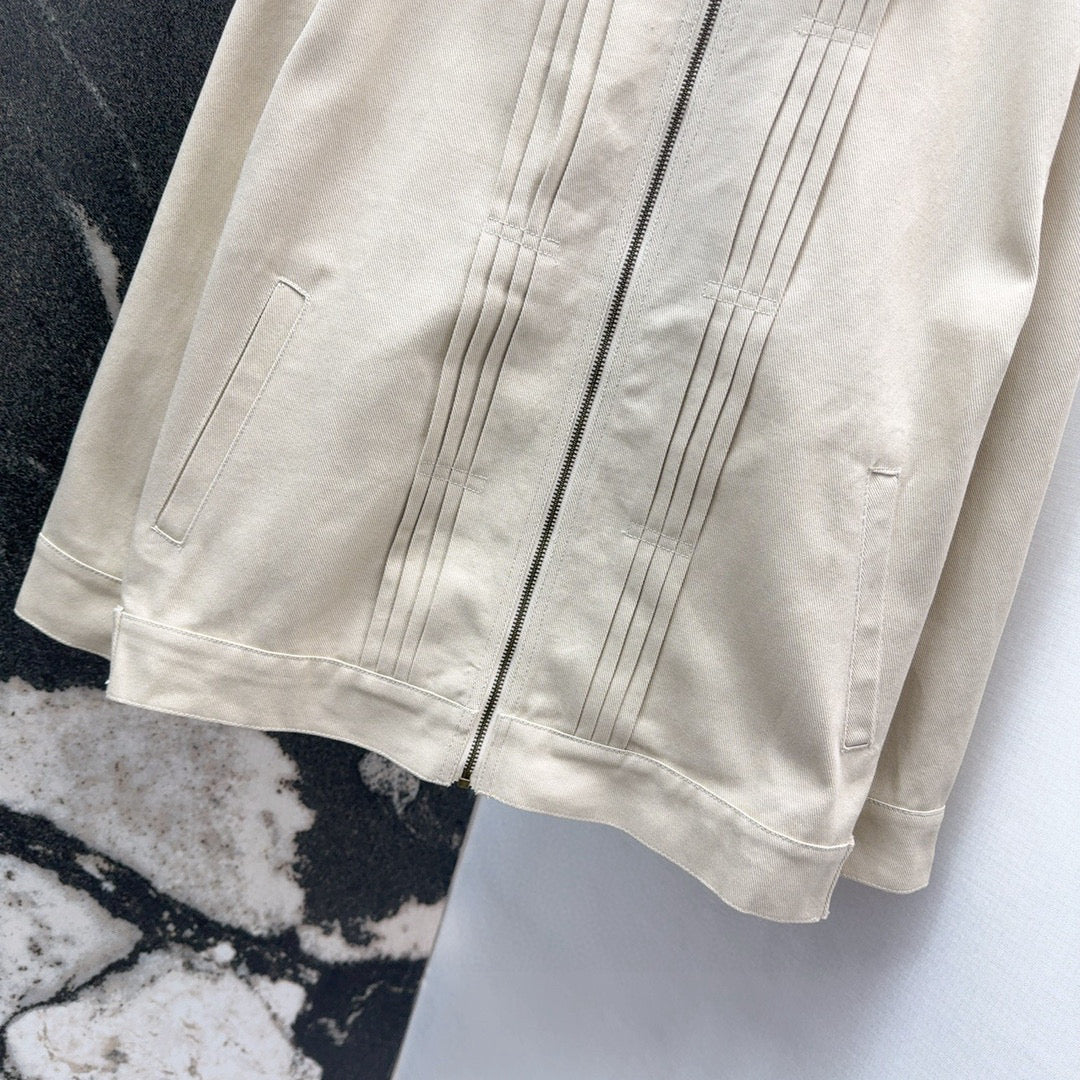 Loewe 2025 Beige Zipped Cotton Work Jacket