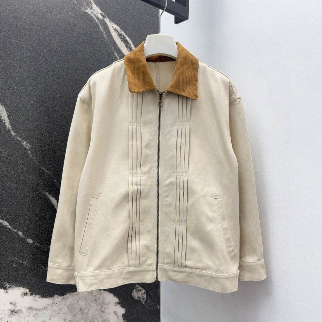 Loewe 2025 Beige Zipped Cotton Work Jacket