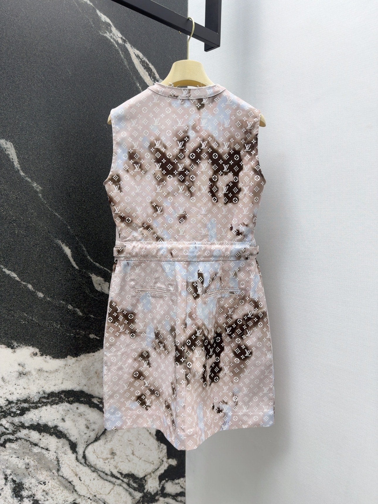 LV 25 Mononogram Gradient Print Logo Denim Vest Dress Multicolor