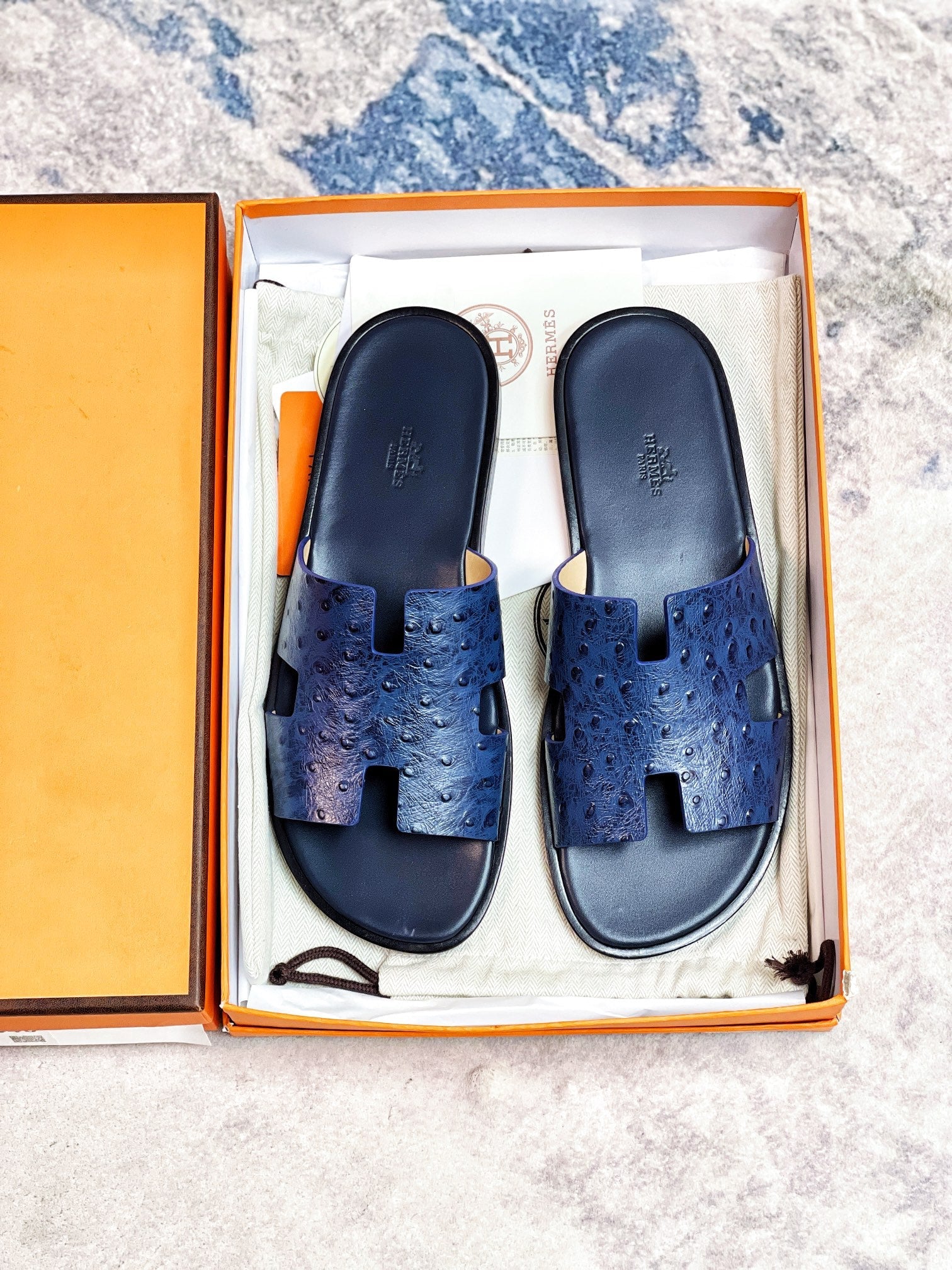 HM Men's Izmir Slide Blue Cowhide 231087