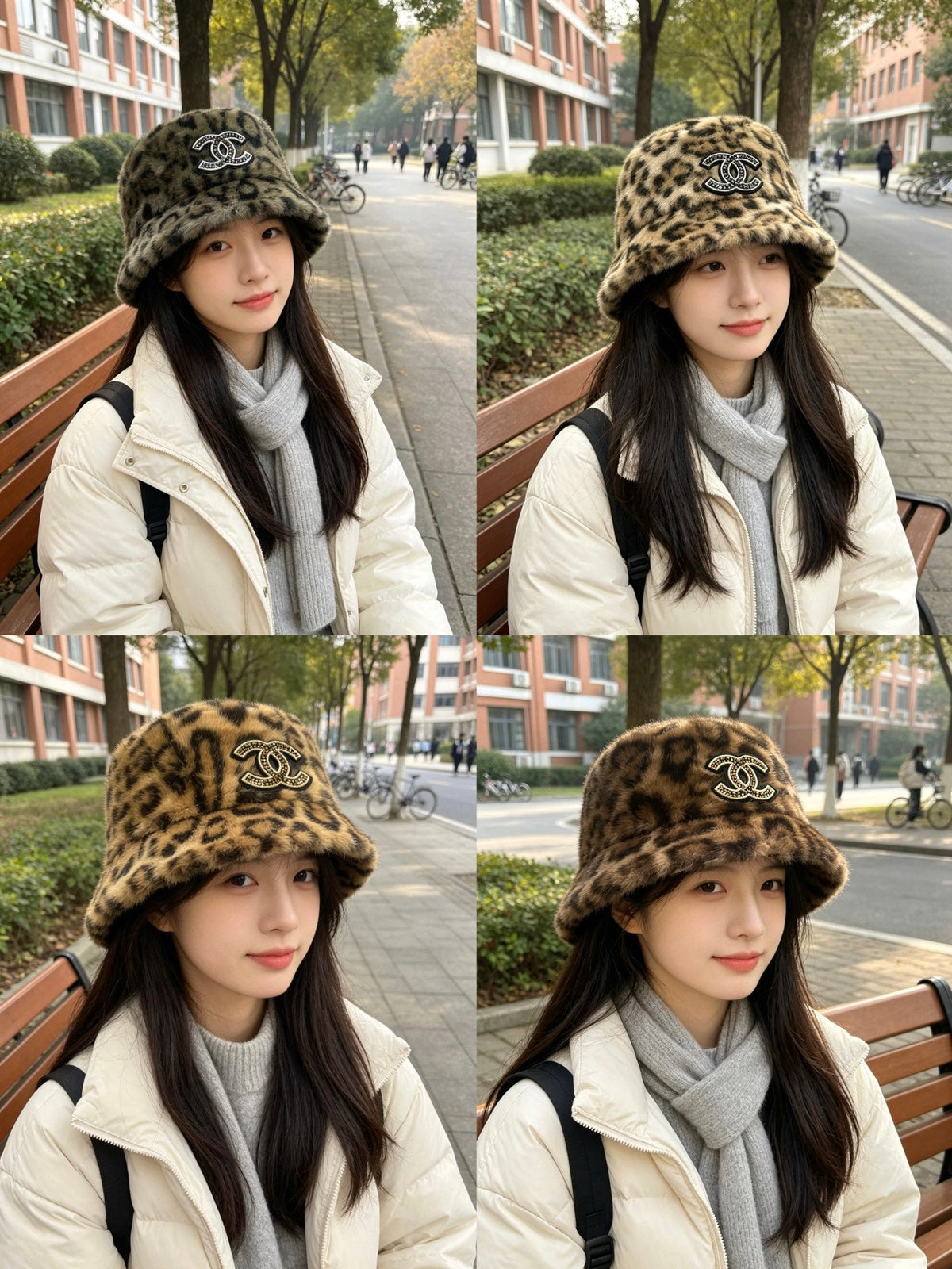 Chanel 2026 Leopard Print Bucket Hat Wool 550242