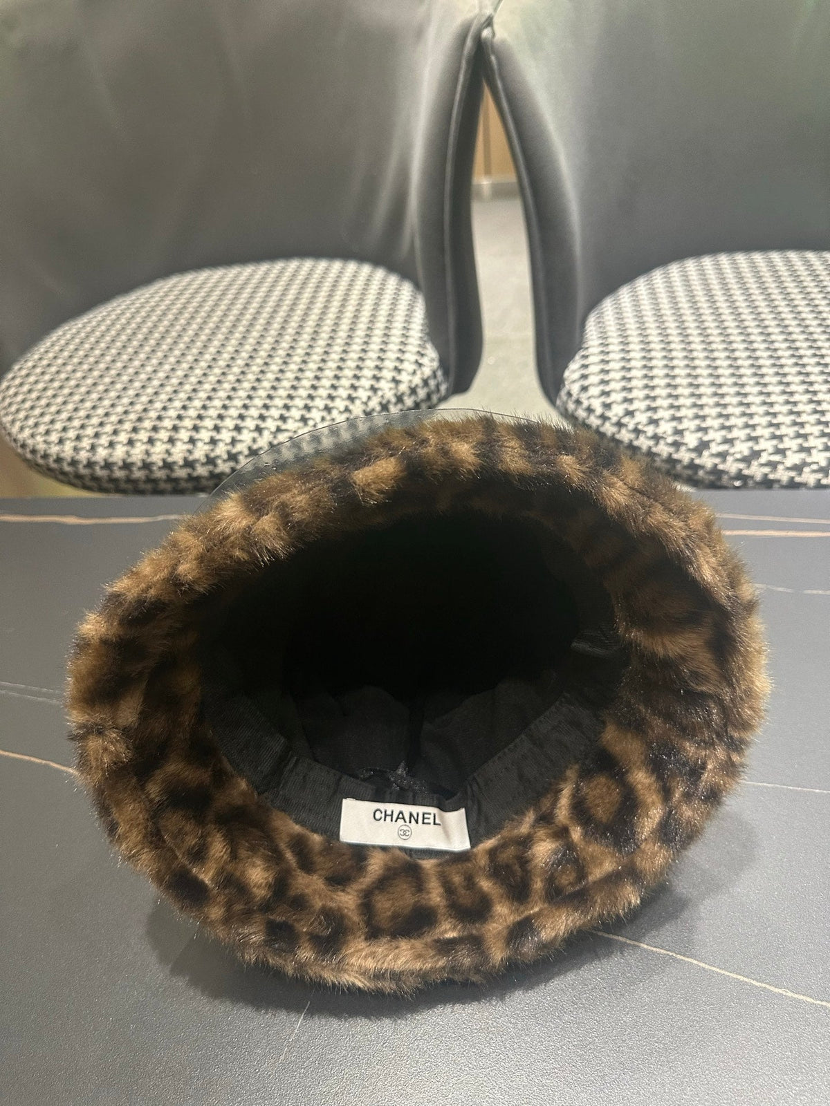 Chanel 2026 Leopard Print Bucket Hat Wool 550242