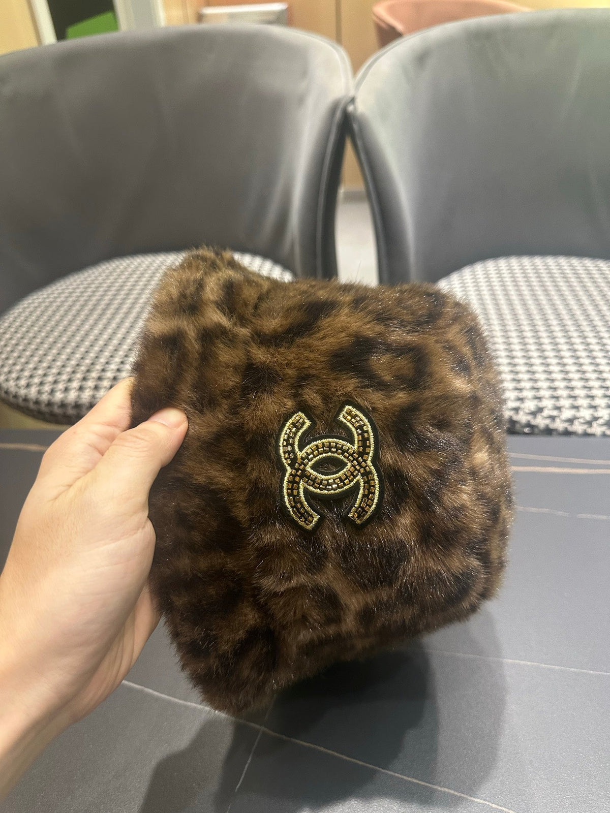 Chanel 2026 Leopard Print Bucket Hat Wool 550242