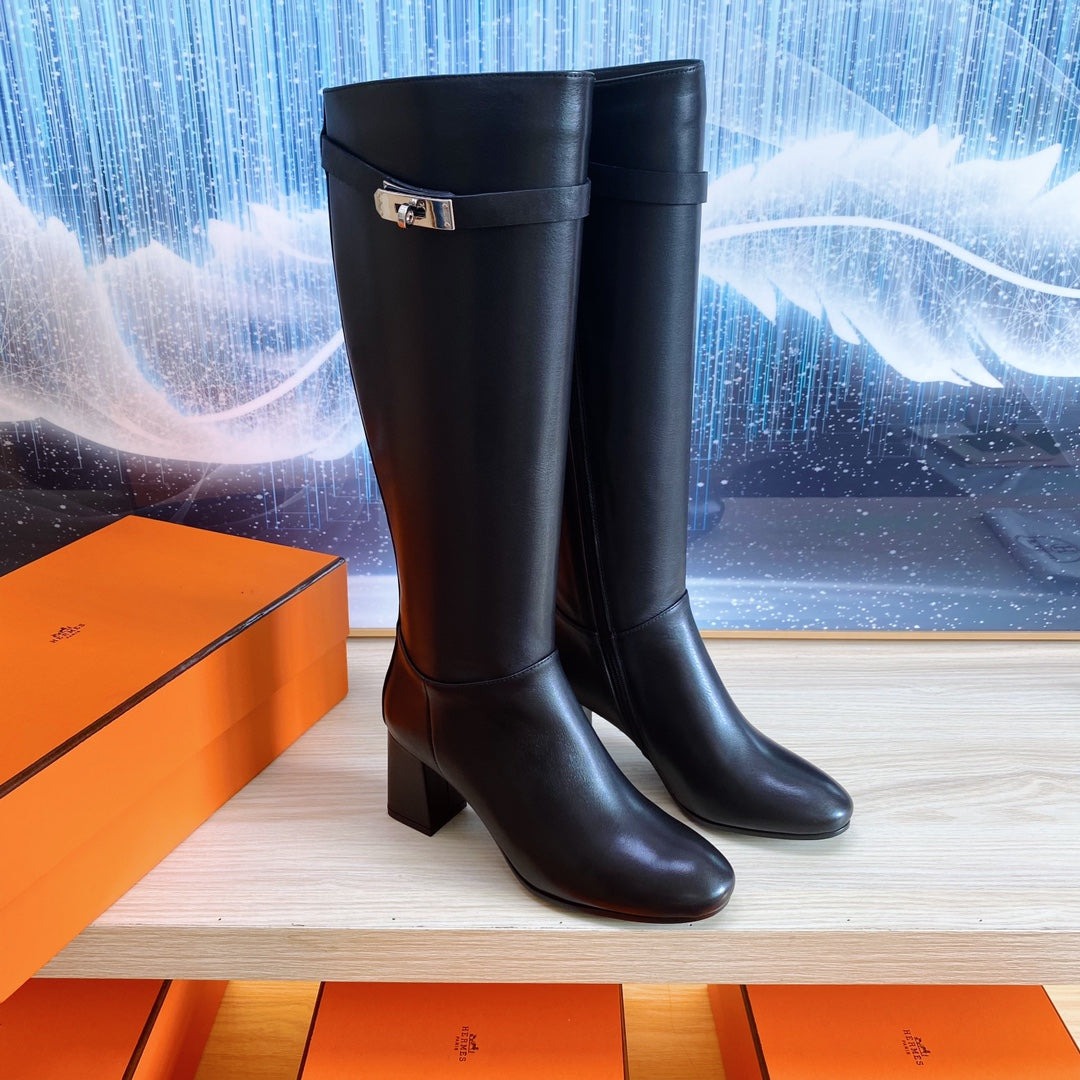 HM Jumping Boot 70MM In Black Cowhide 987553