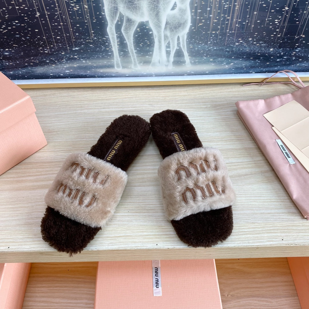 Miu Slipper Light Brown Wool