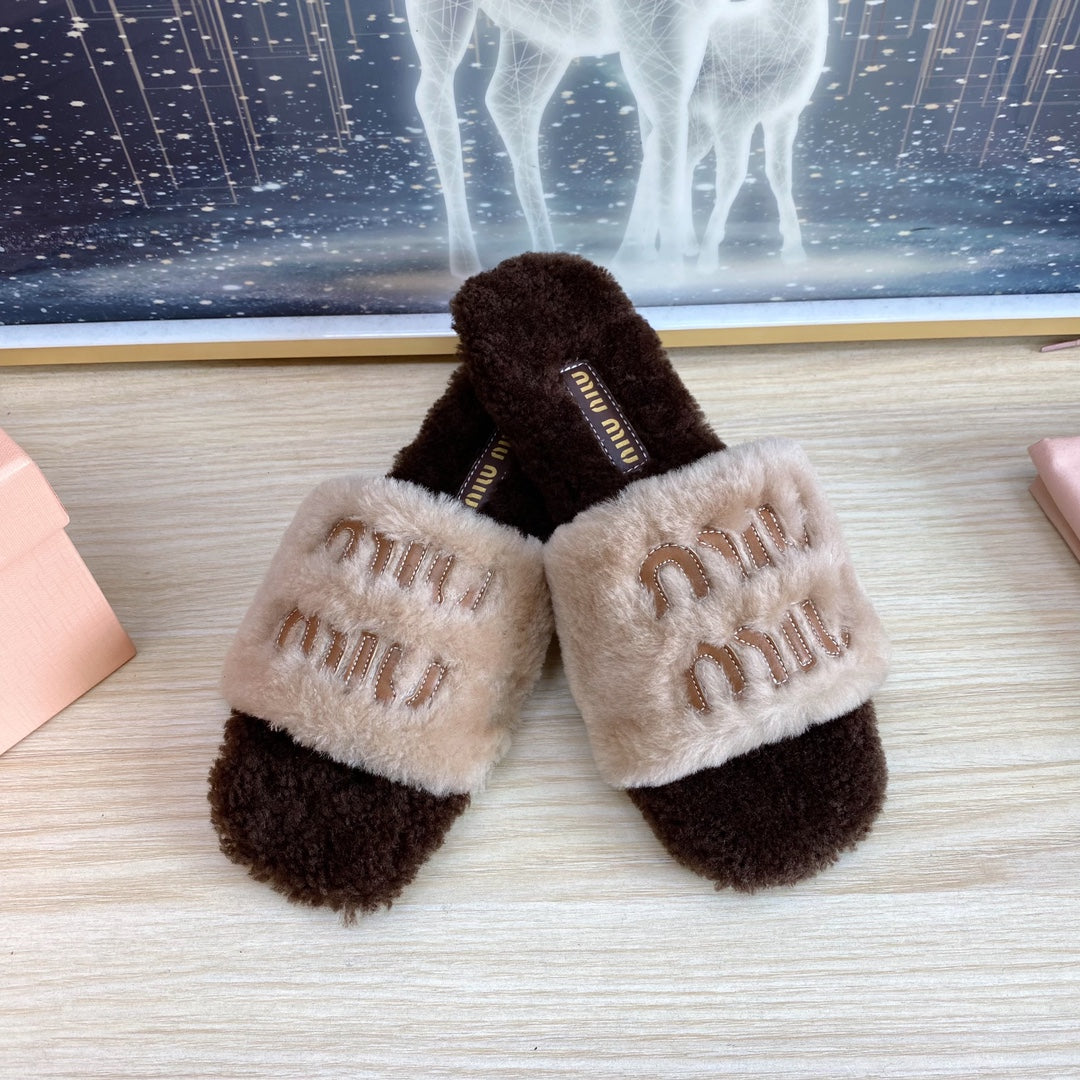 Miu Slipper Light Brown Wool