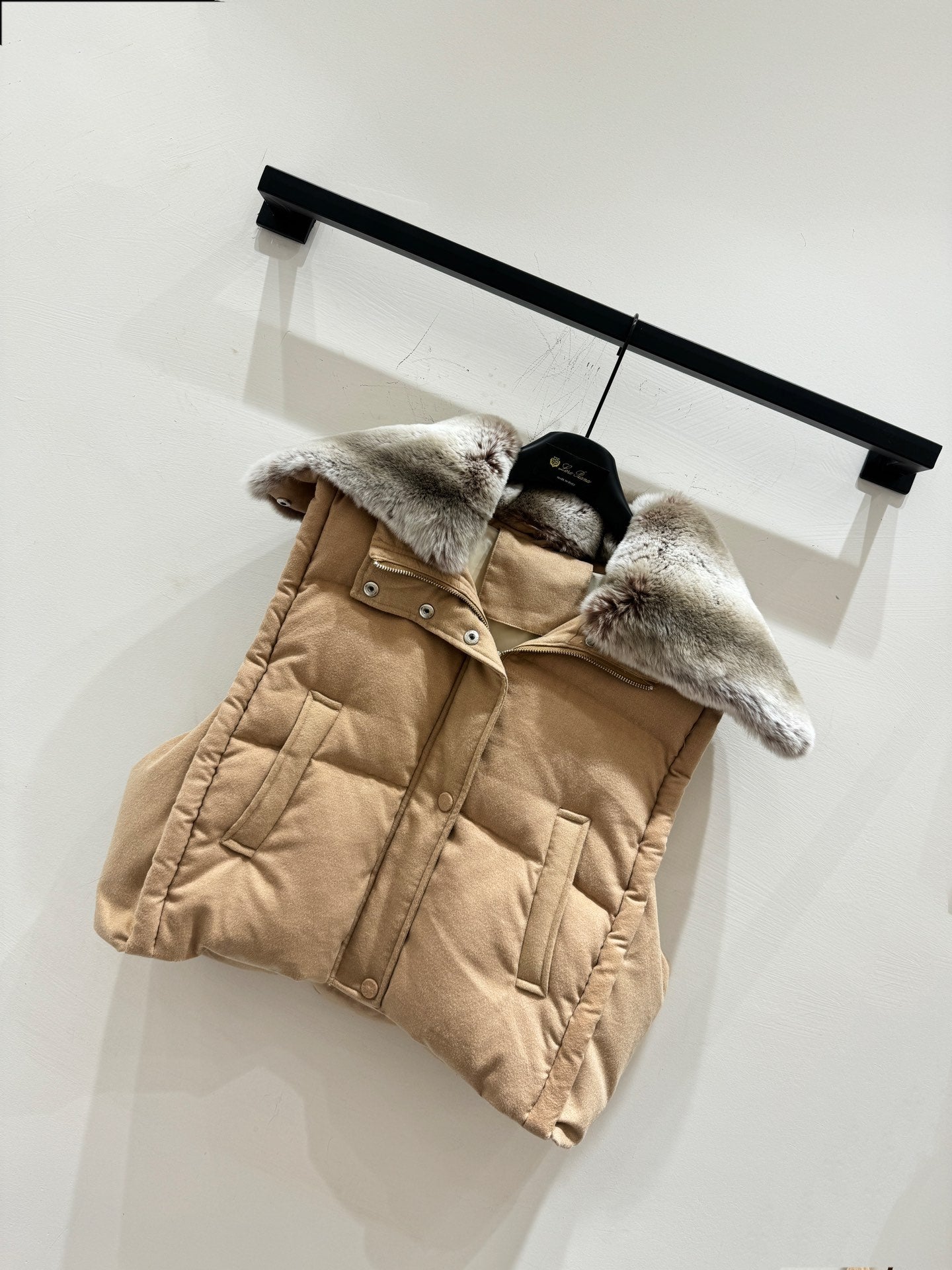 LP 25 Vest Light Brown Gray Fur Cashmere Wool 310255