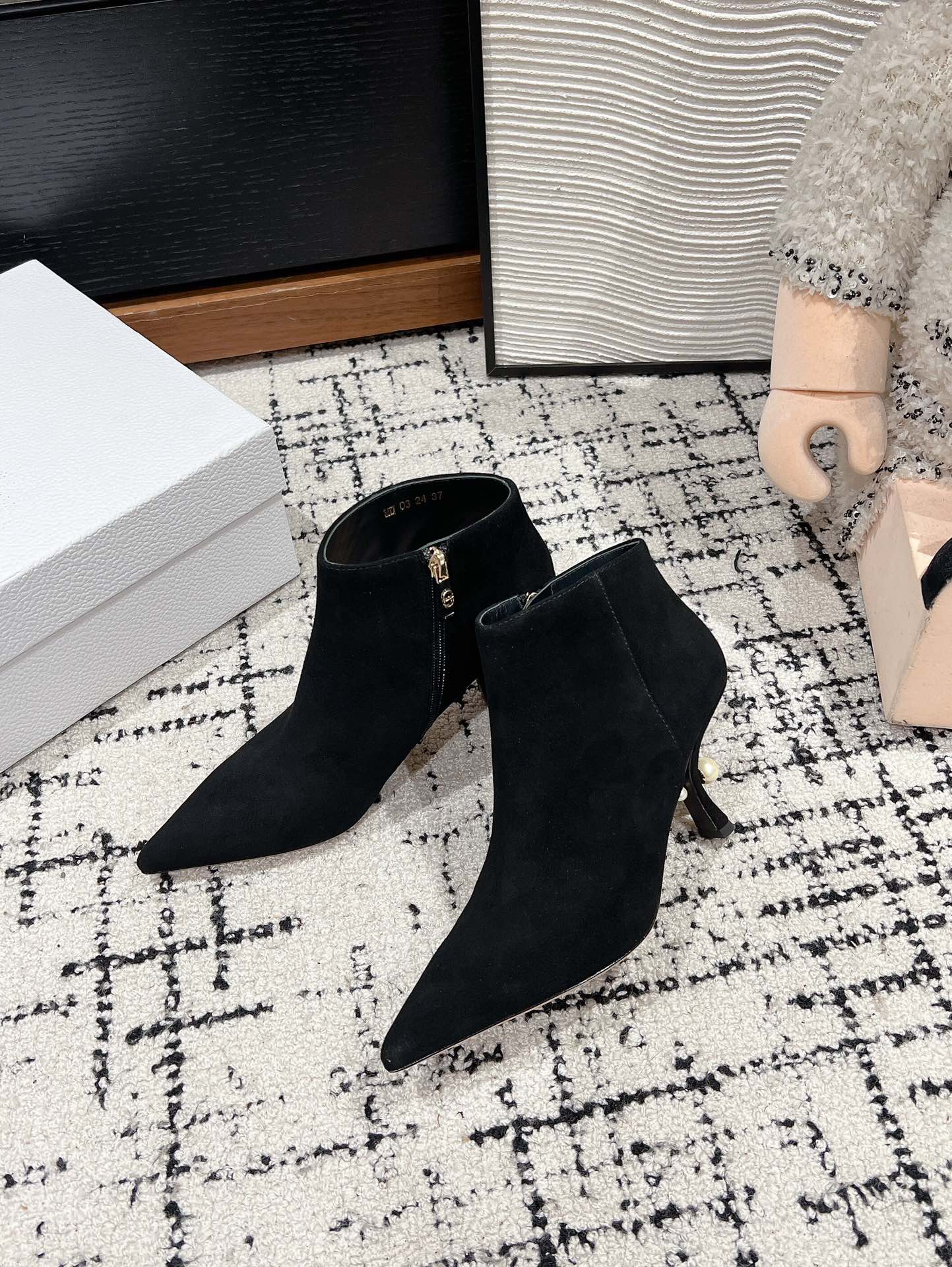 CD Tribales Heeled Ankle Boot 80mm In Black Suede  997059