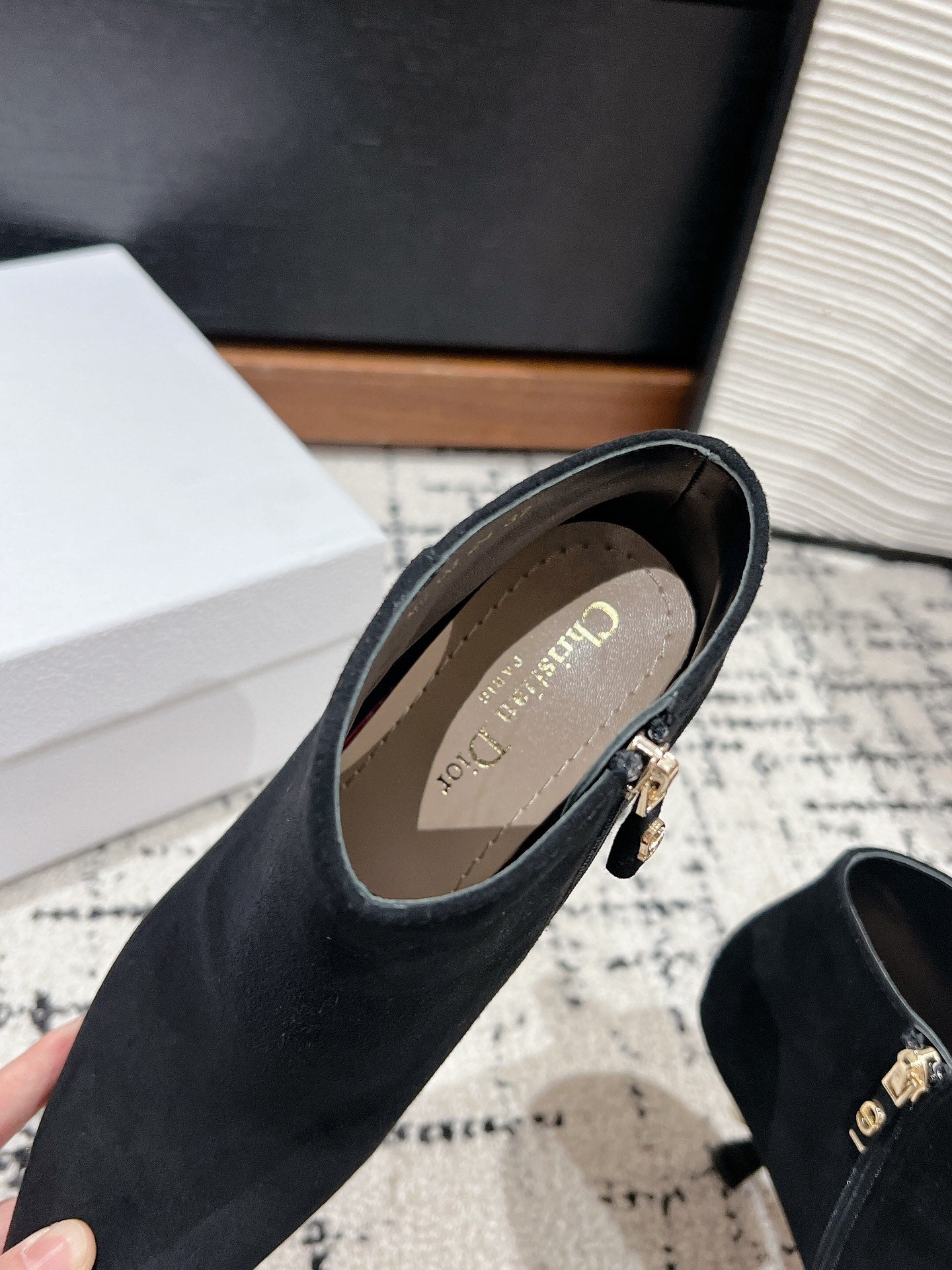 CD Tribales Heeled Ankle Boot 80mm In Black Suede  997059