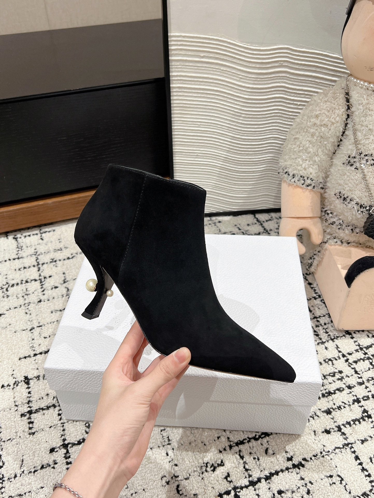 CD Tribales Heeled Ankle Boot 80mm In Black Suede  997059