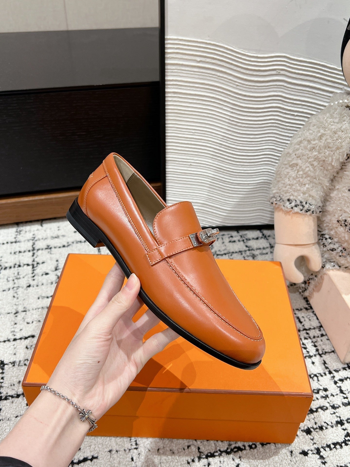 HM Destin Loafer In Tawny Glossy Calfskin 118788