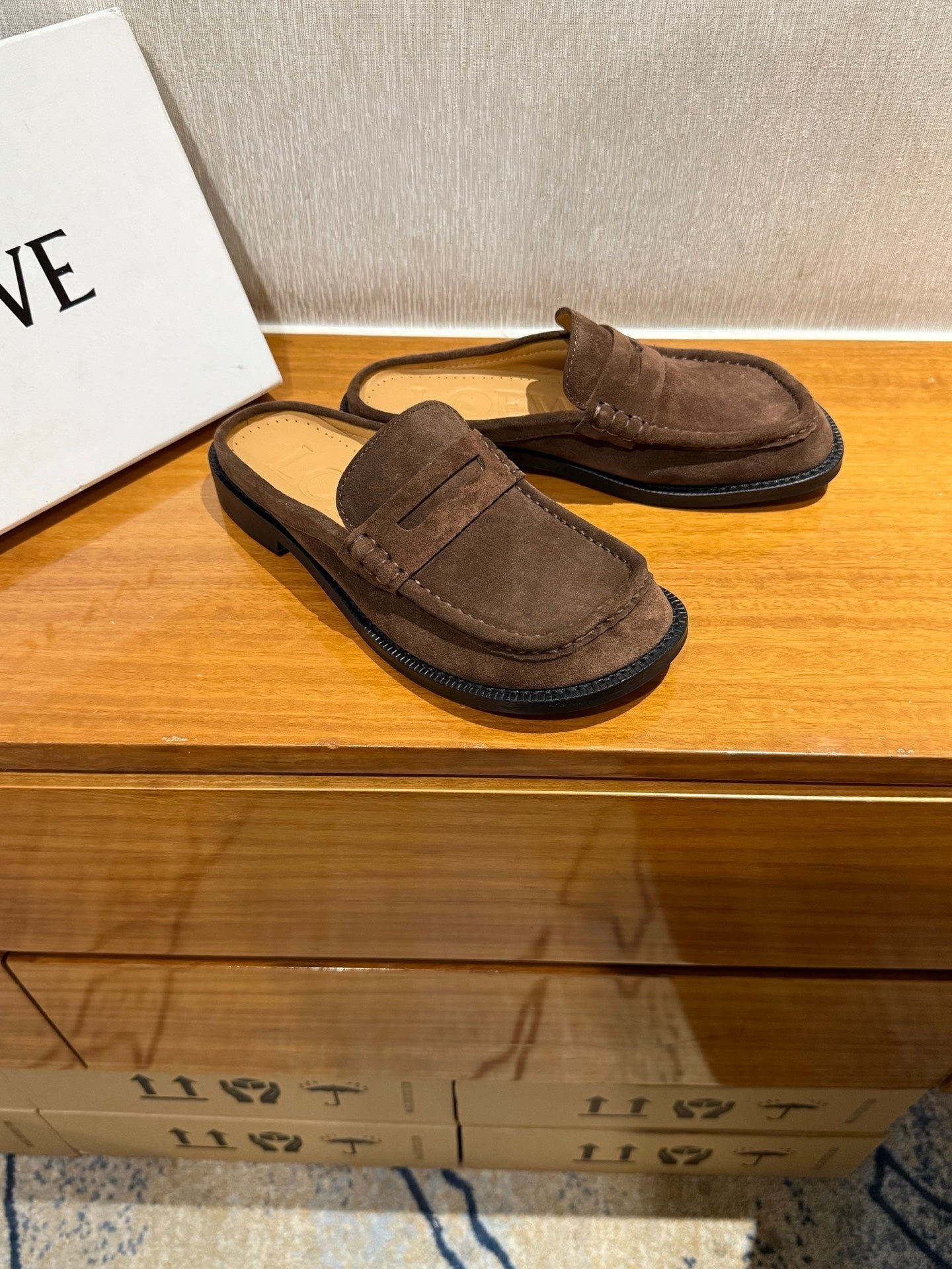 Loewe Campo Mule Dark Brown Slide Suede