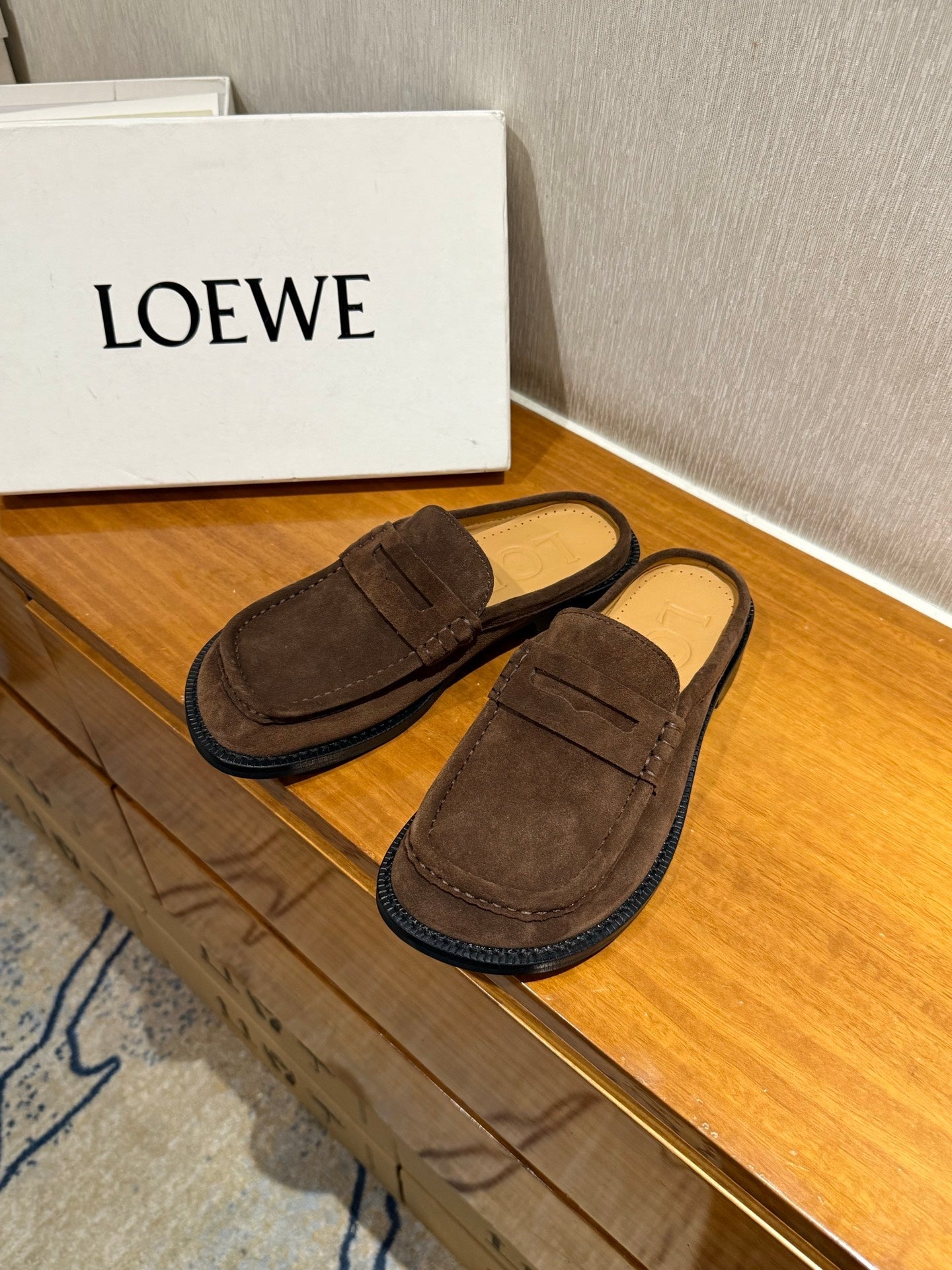 Loewe Campo Mule Dark Brown Slide Suede