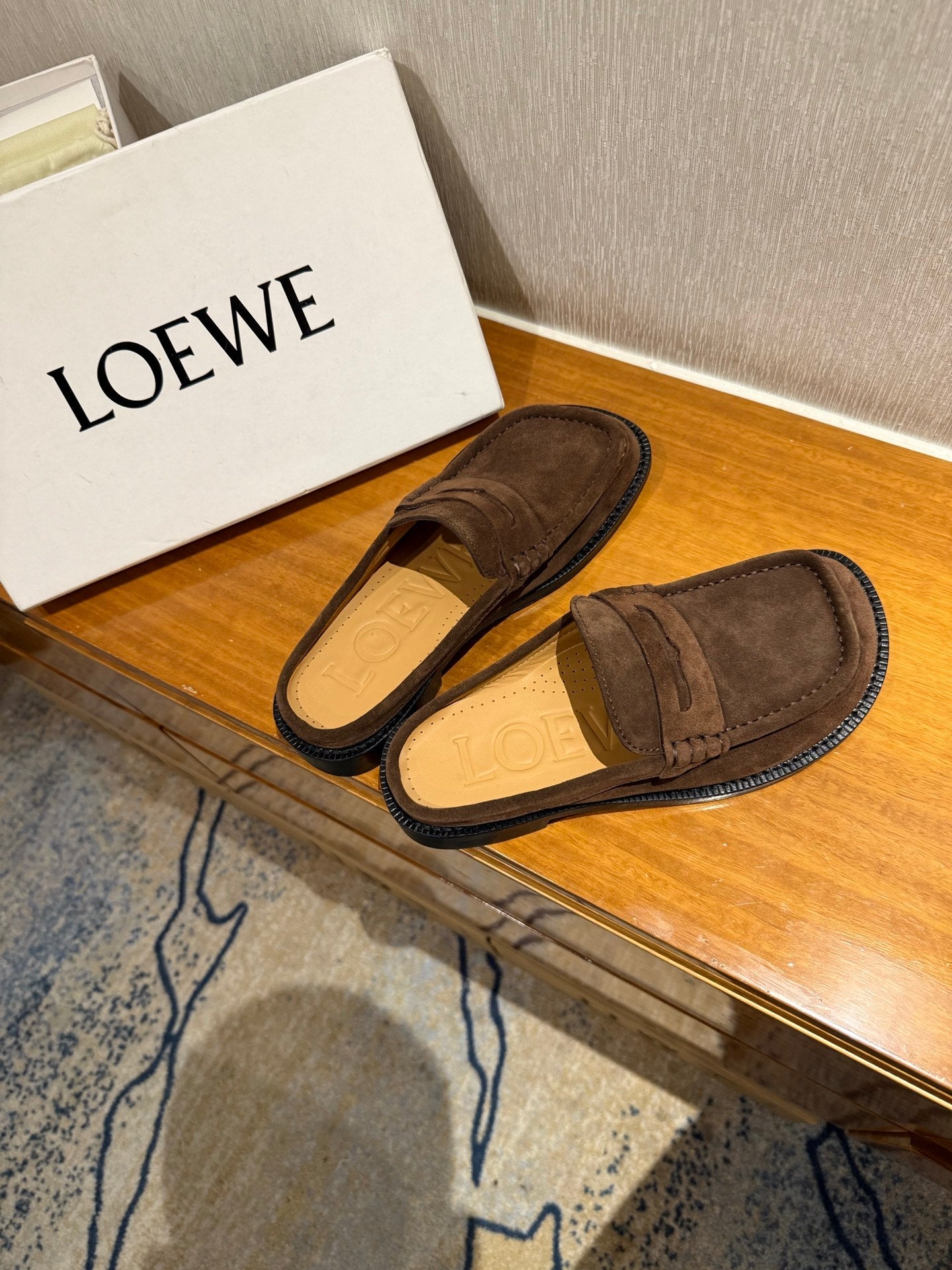 Loewe Campo Mule Dark Brown Slide Suede
