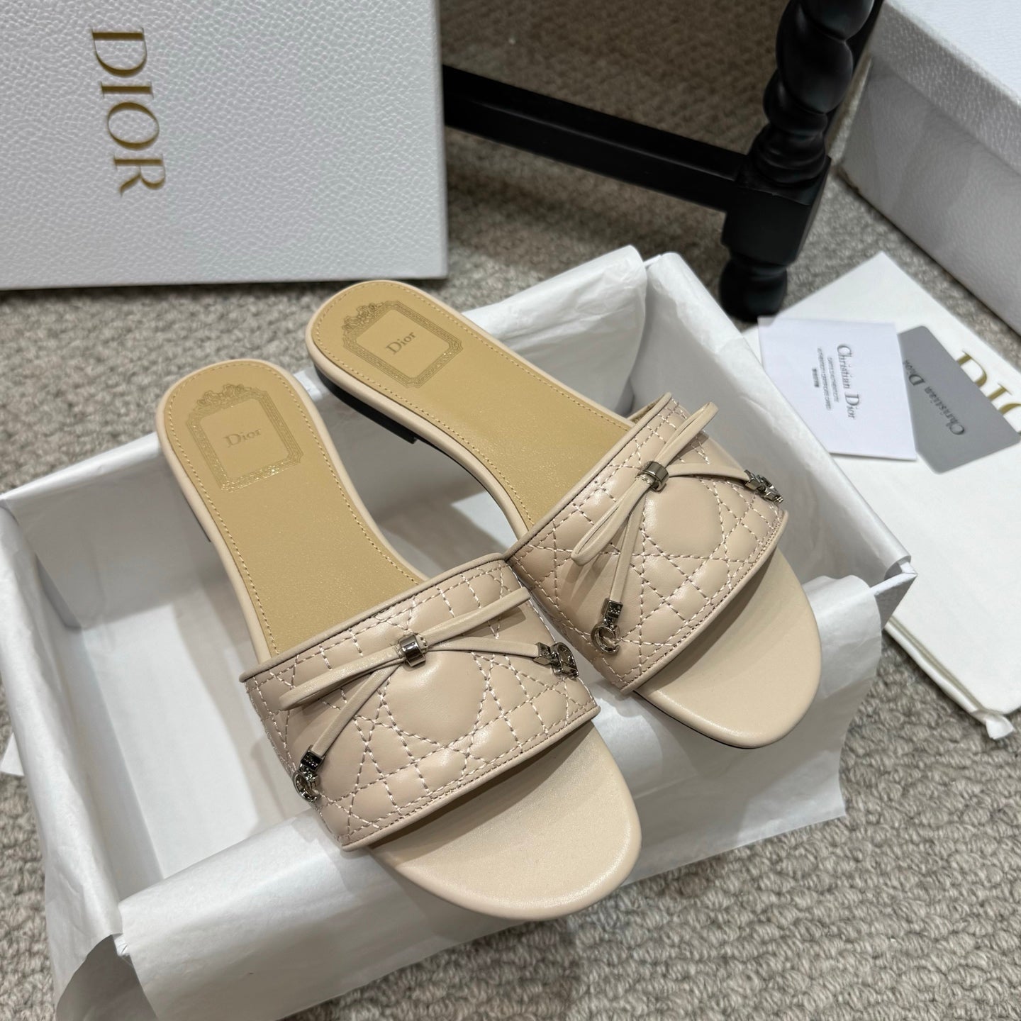 Dior 2026 Cannage Heeled Slide Sandal Sheepskin 932161