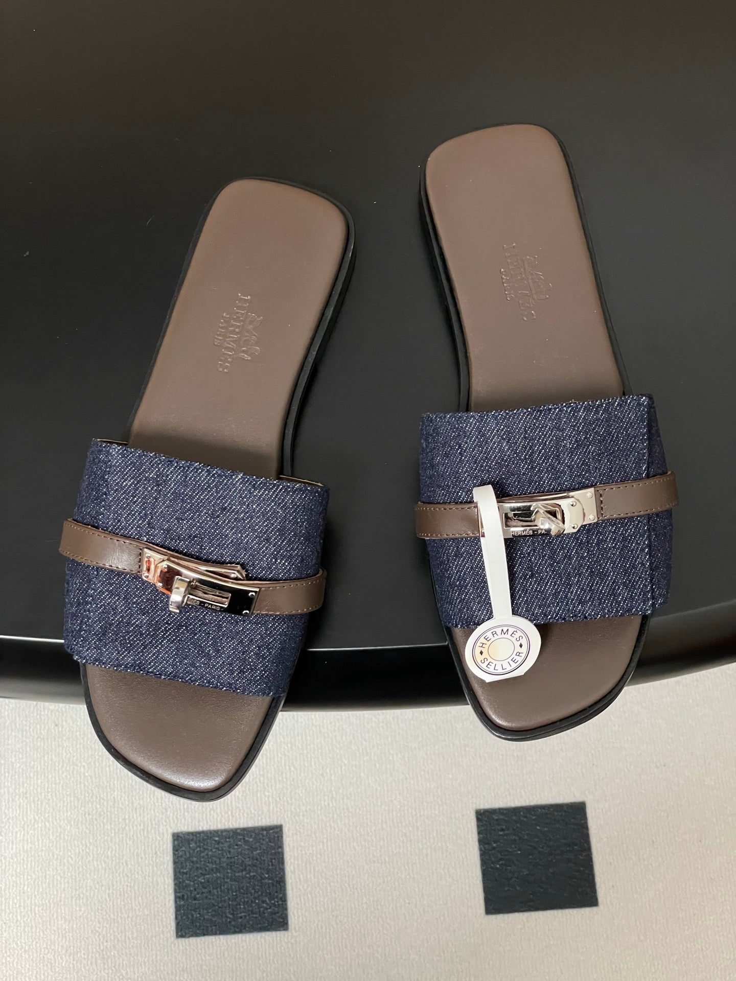 HM Giulia Sandals Blue Denim Calfskin 314022