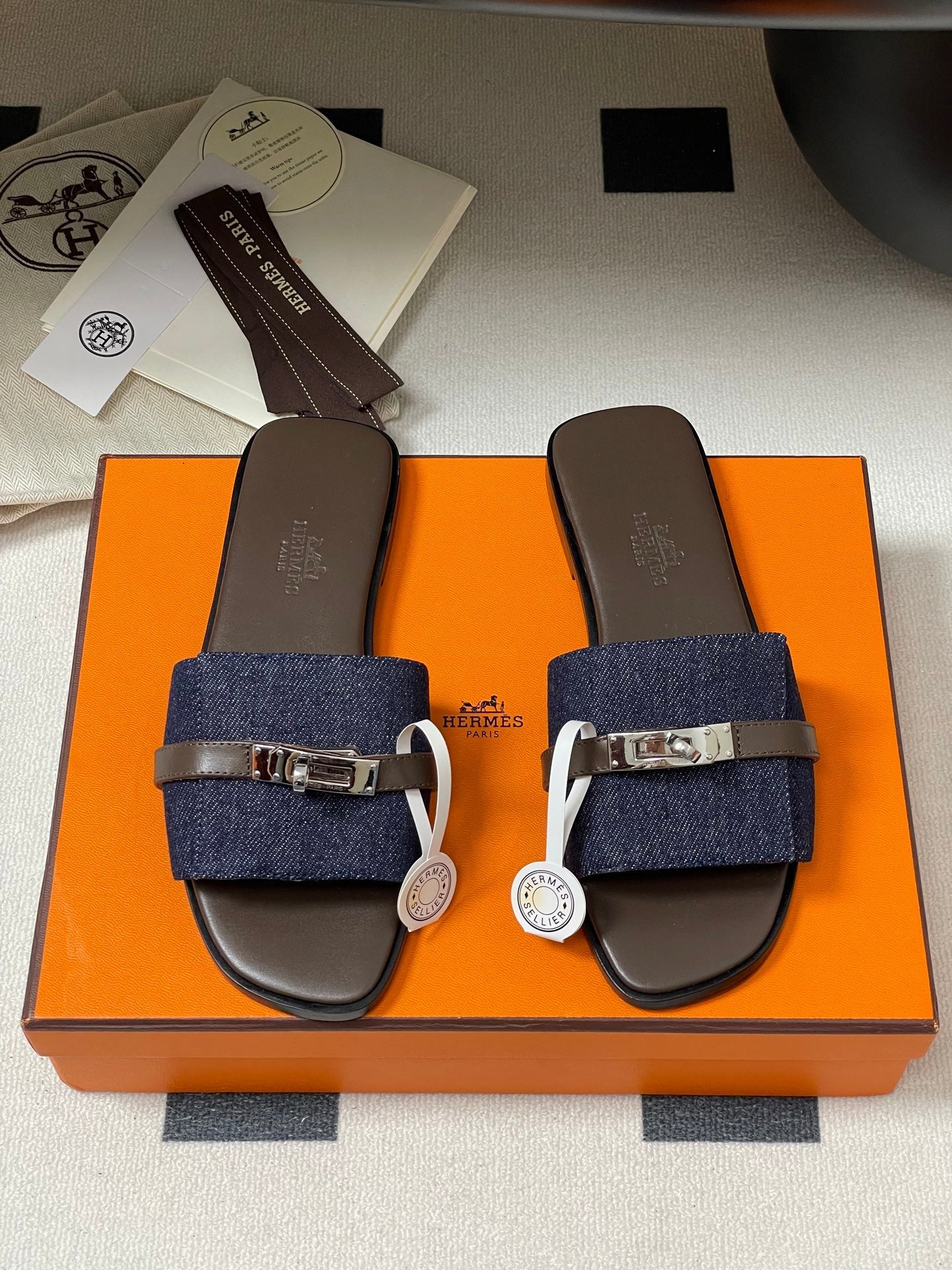 HM Giulia Sandals Blue Denim Calfskin 314022