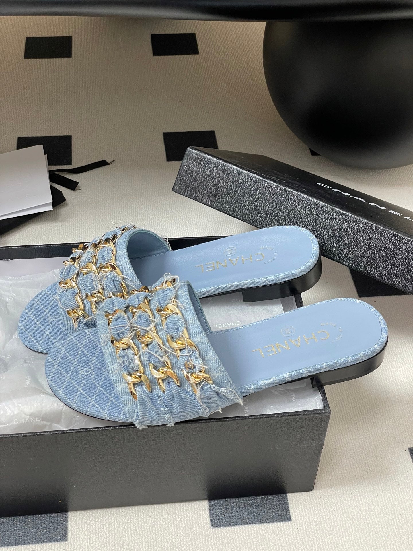 CC 25 Flats Slippers Blue Sheepskin 364722